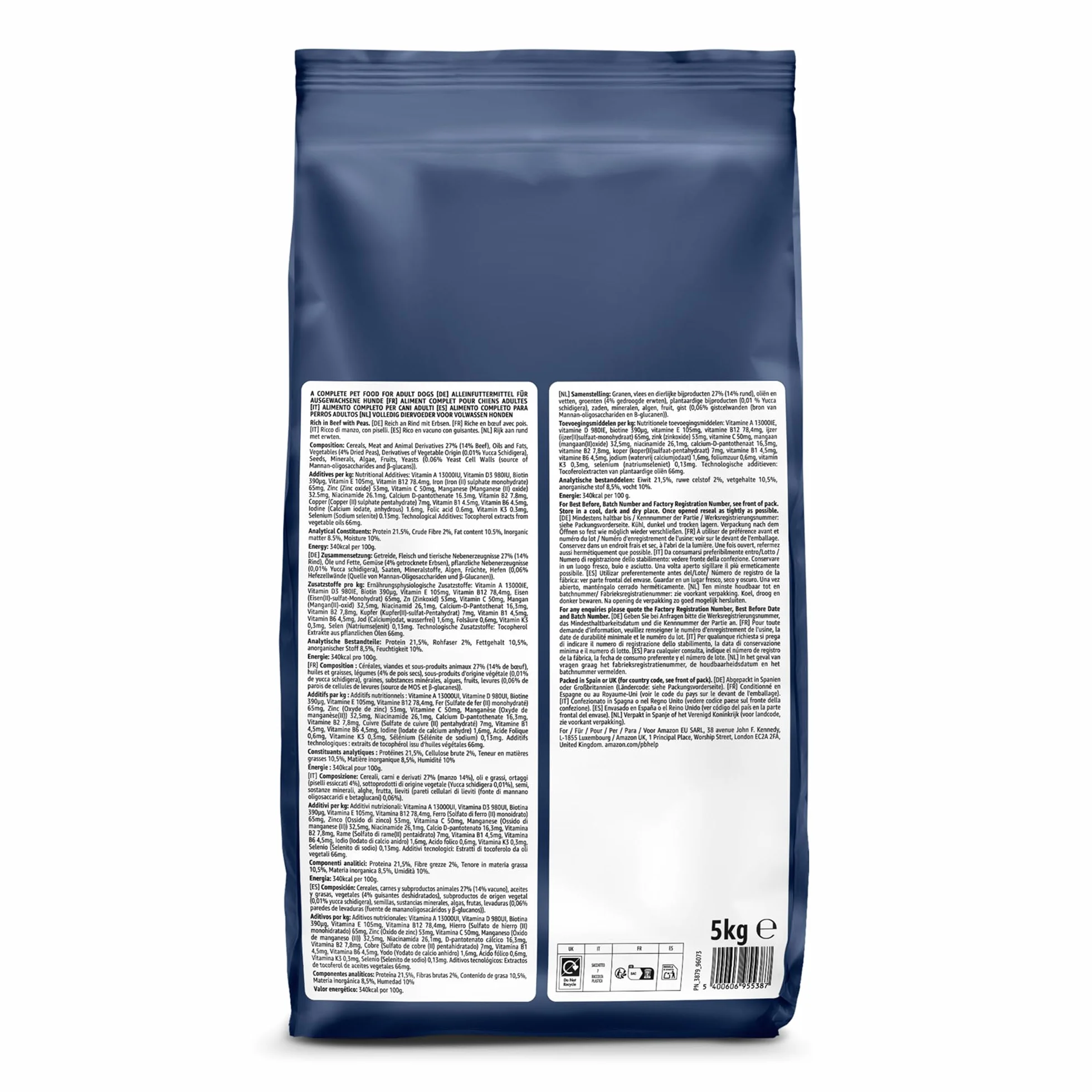 Amazon Croquettes complètes Chien adulte Boeuf Petits Pois 5kg