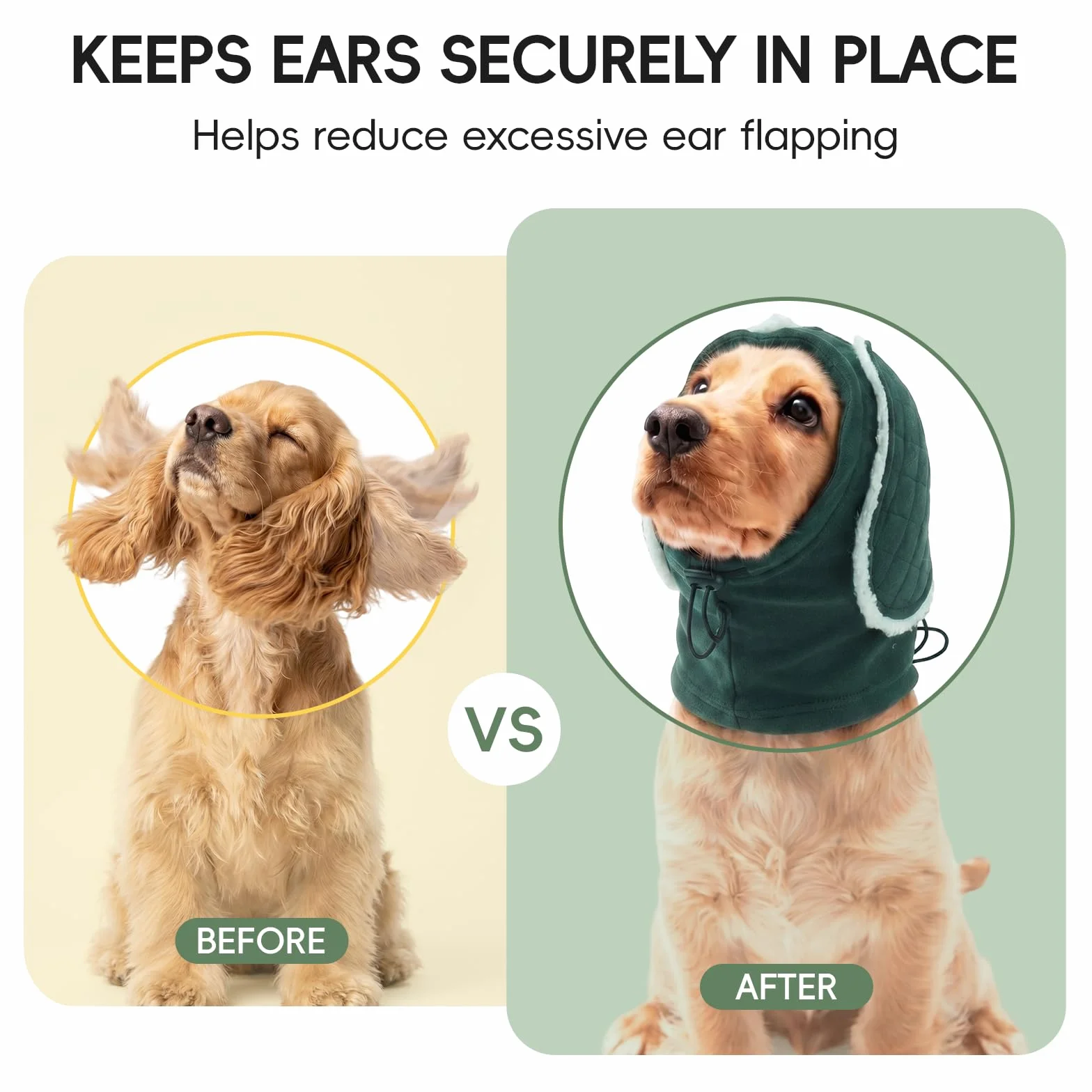 Protection Oreilles Chien Rembourrage Réglable Anti-Grattage Atténuation Bruit Vert XL