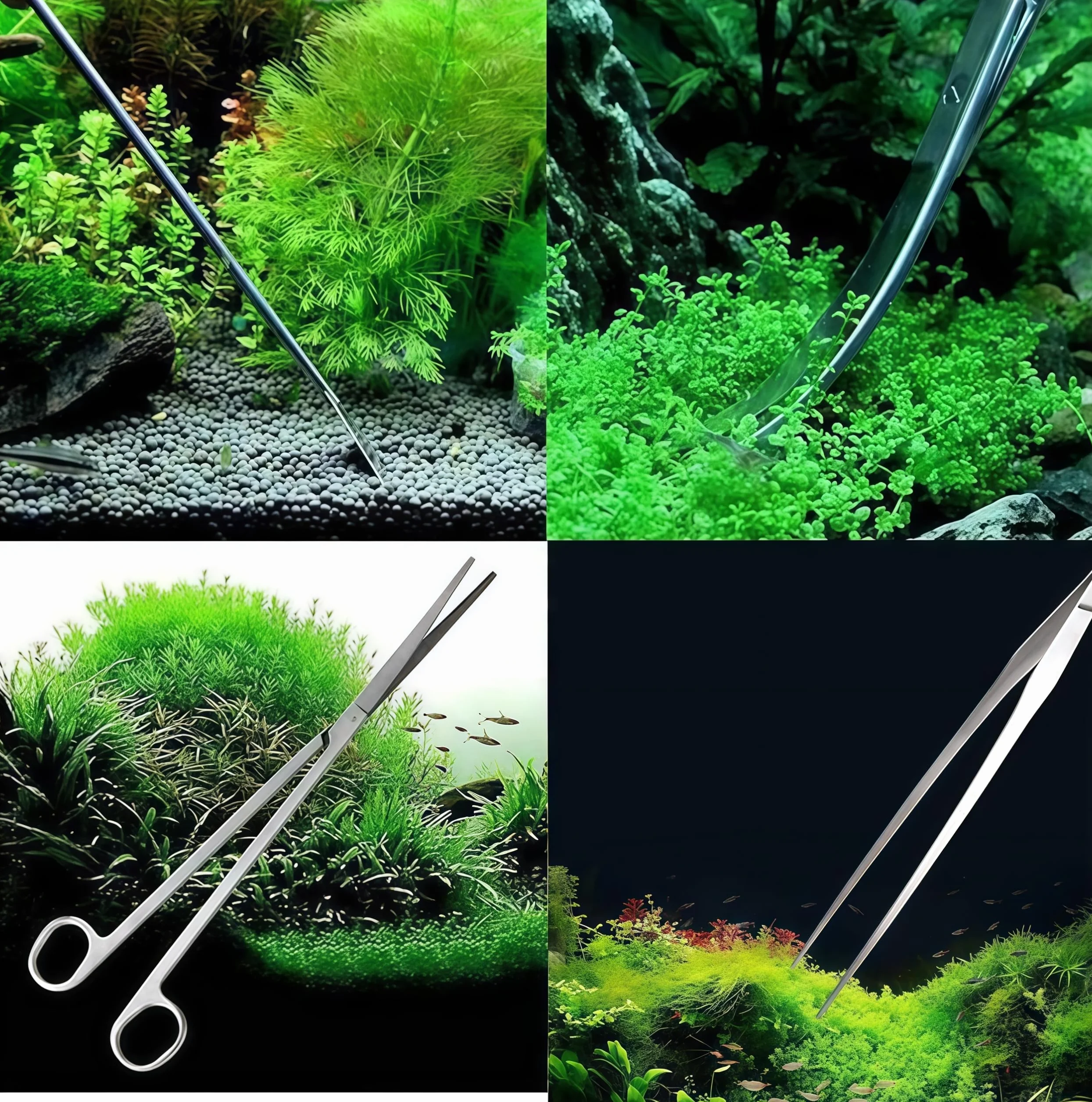 Kit d'outils d'aquarium 5 en 1, Ciseaux Pincettes Spatule pour Aquascaping