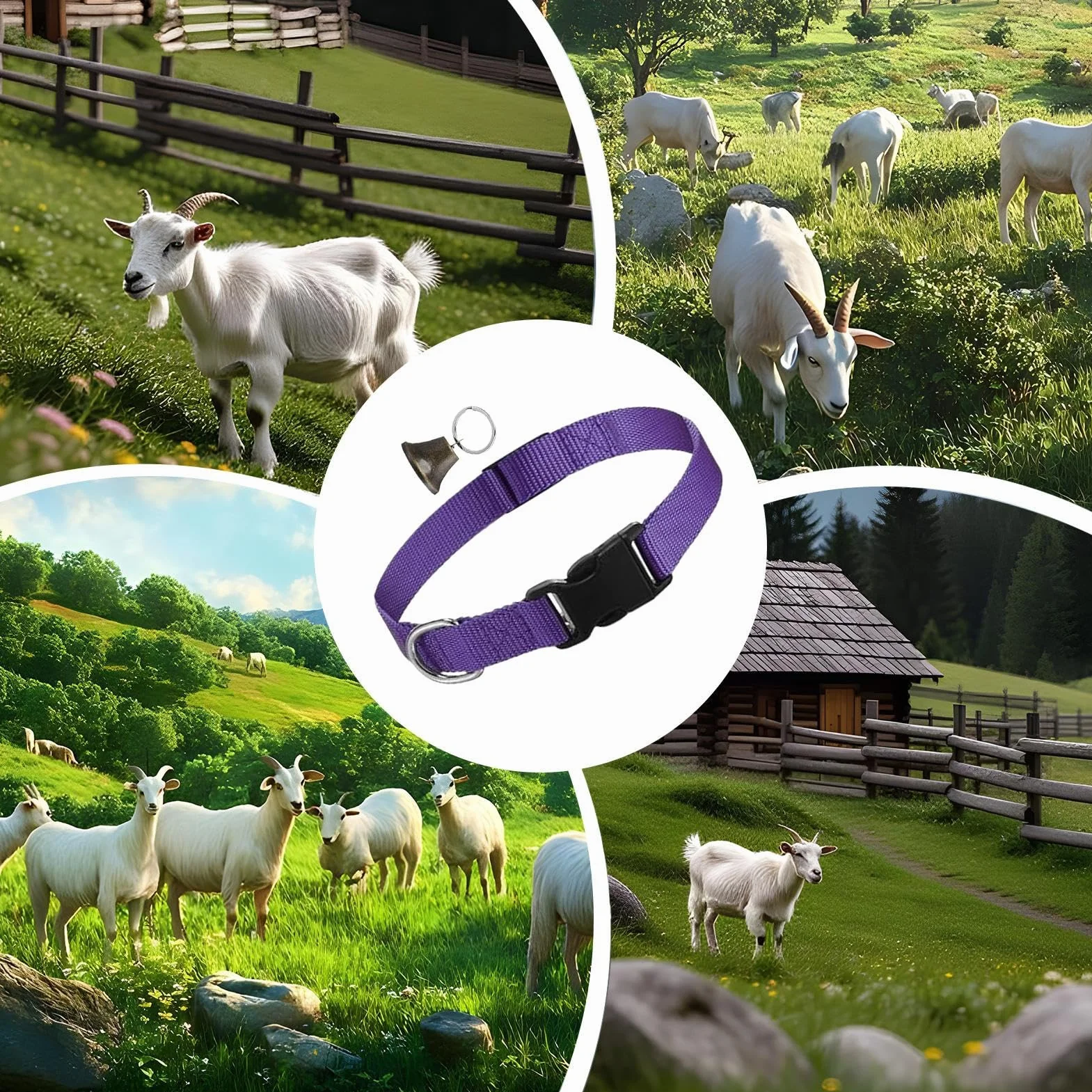 Collier pour Chèvres De Concours | Collier Réglable pour Moutons - Cloche Sonore Antiperte pour Pâturage – Accessoires d'Élevage pour Moutons, Vaches et Chèvres Domestiques