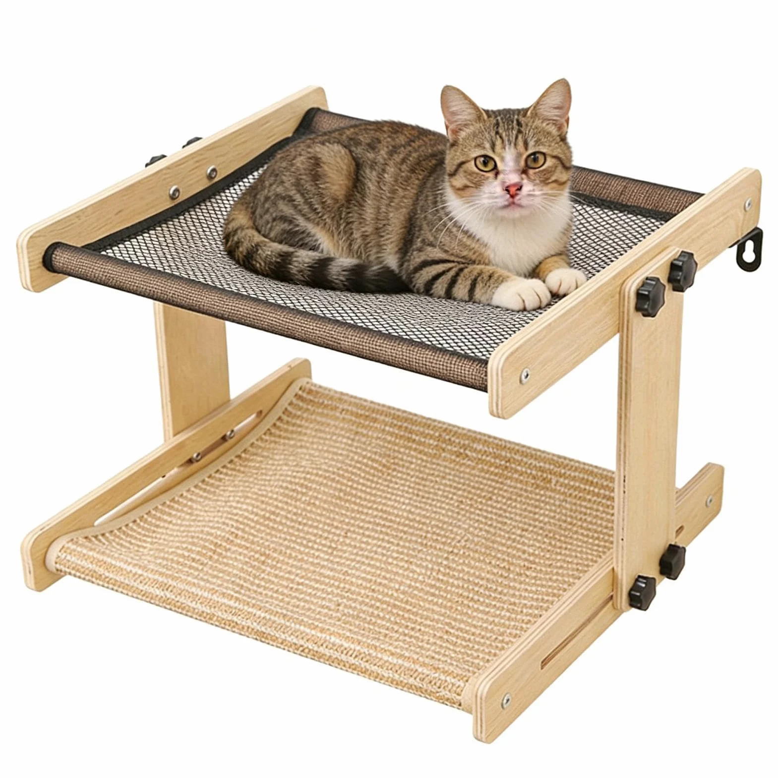 Perchoir Chat Chevet Hamac suspendu en bois pour animaux de compagnie | Perchoir suspendu pour chat Pour maison, appartement, salon, chambre, balcon, bureau, table de chevet, rebord de