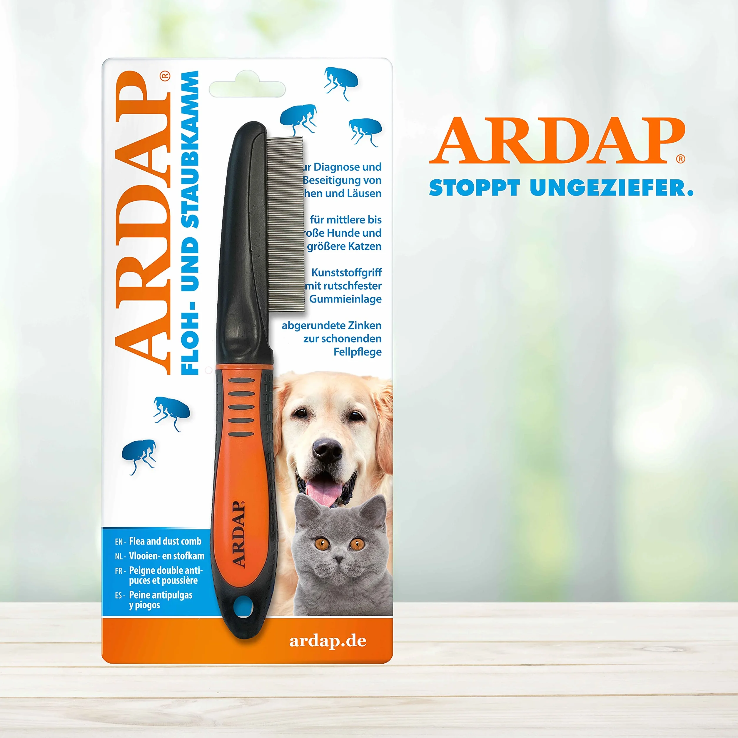 ARDAP Peigne anti-puces et poussière pour chiens et chats - Efficace contre puces et poux