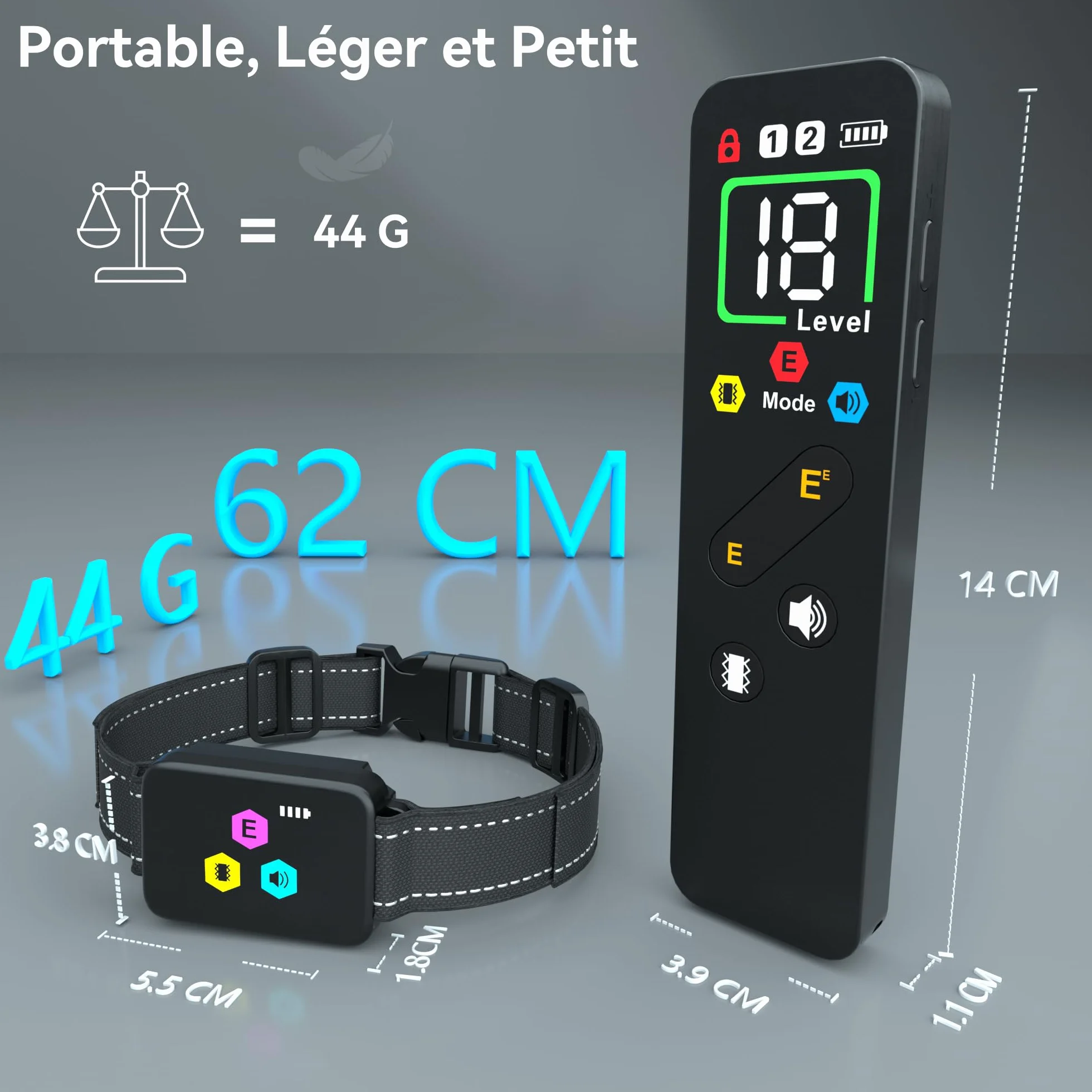 Collier de Dressage pour Chien Meloive, Portée 3000 Mètres, 3 Modes Vibration/Choc/Son, Rechargeable