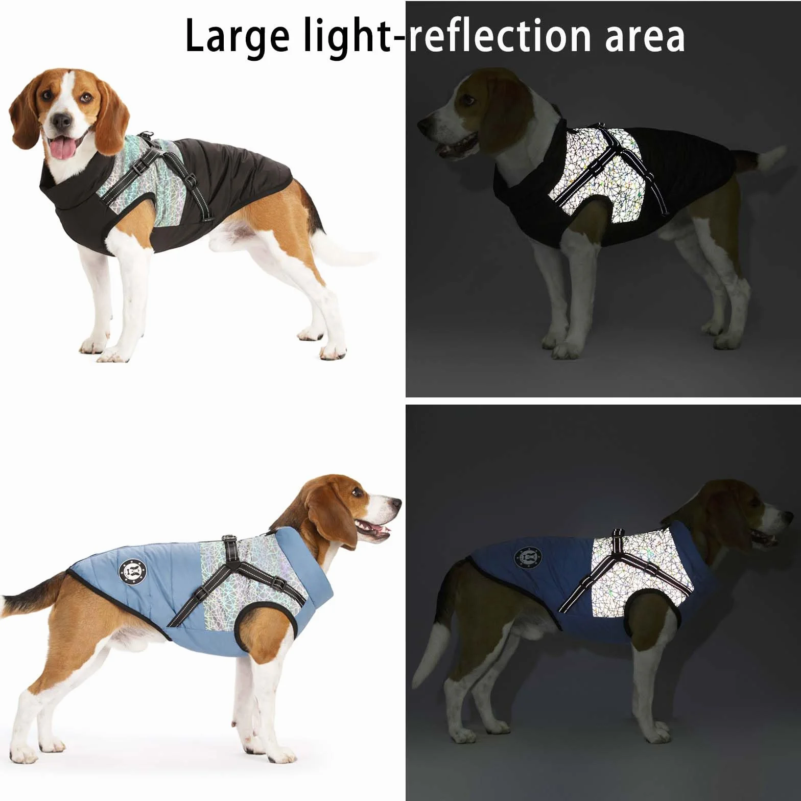 Manteau Chien Hiver Imperméable avec Harnais, Lavable en Machine Bandes Réfléchissantes