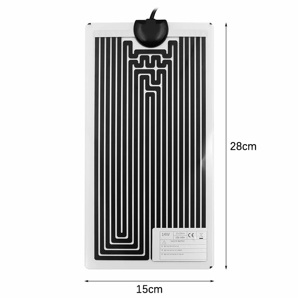 Petit Tapis Chauffant 15x28 cm 14 W Thermostat Contrôle Température Reptiles Serpents Lézards Geckos