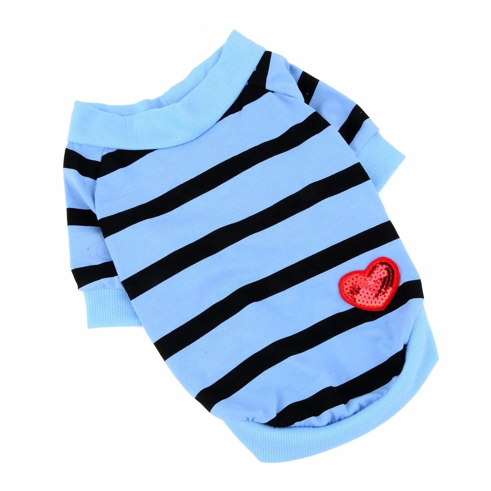 Chemises à Rayures pour Chiens de Petite Taille Gilet avec Cœur Rouge t-Shirts Animal de Compagnie Bleu M