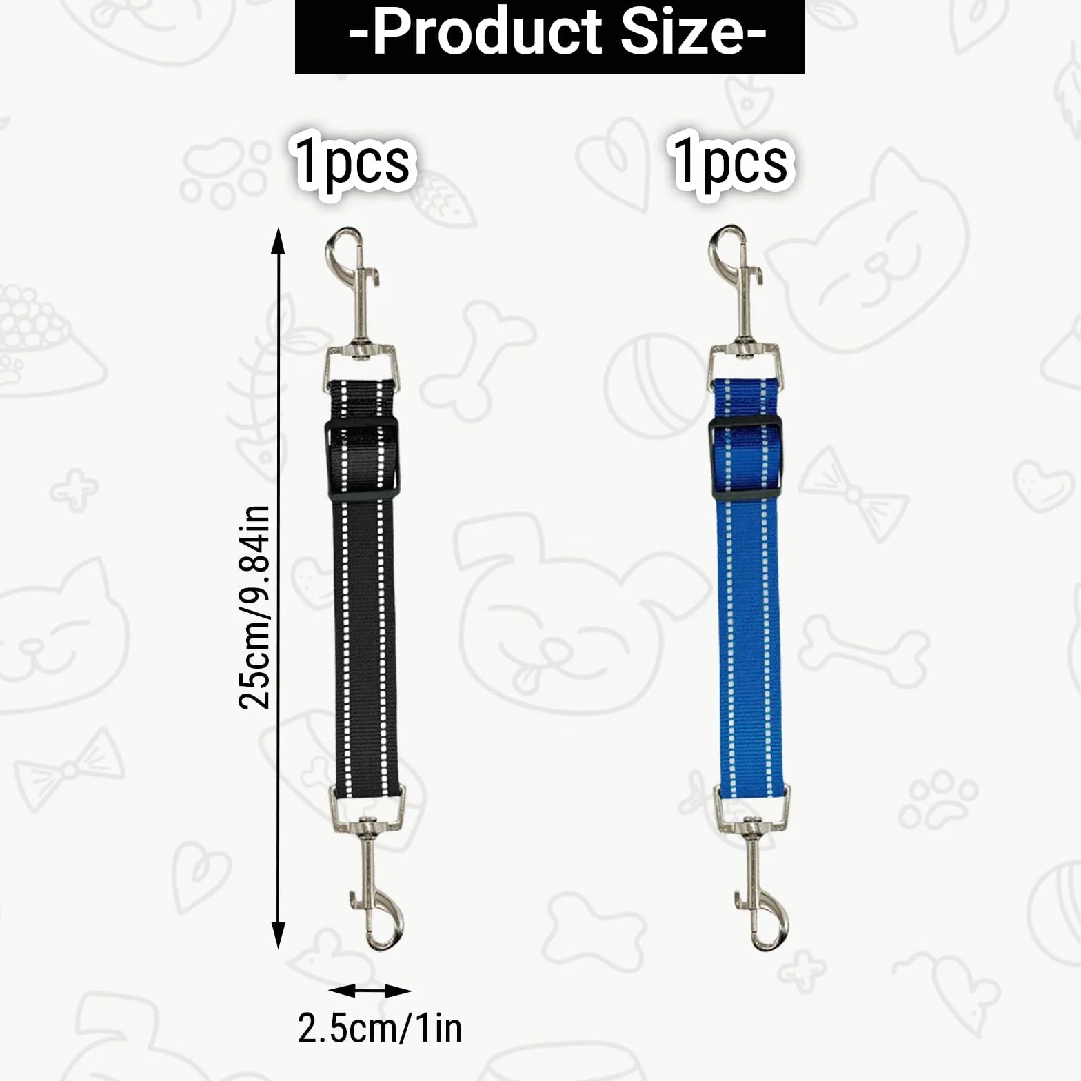 Lot de 2 Clips de Collier pour Chien en Nylon Réfléchissant - Collier de Secours Réglable de Sécurité Noir, Bleu