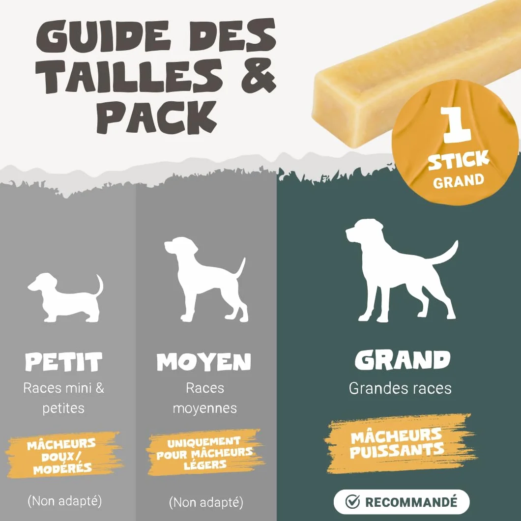 Pets Purest Barres au Lait de Yak de l'Himalayan à Mâcher Large - Friandises Naturelles Os au Fromage pour Chiens