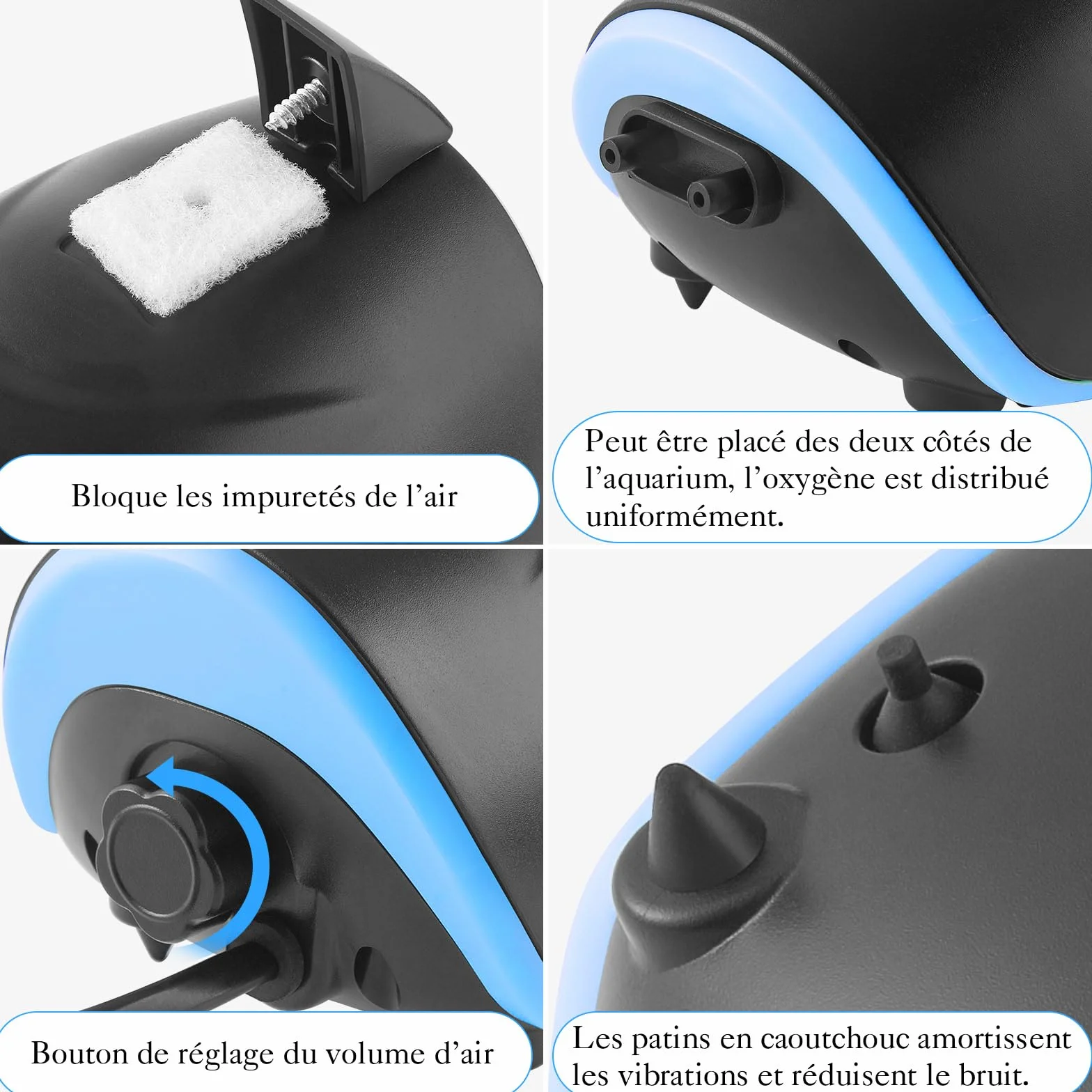Pompe à Air pour Aquarium 3W 5L/Min Silencieux Ajustable 400l