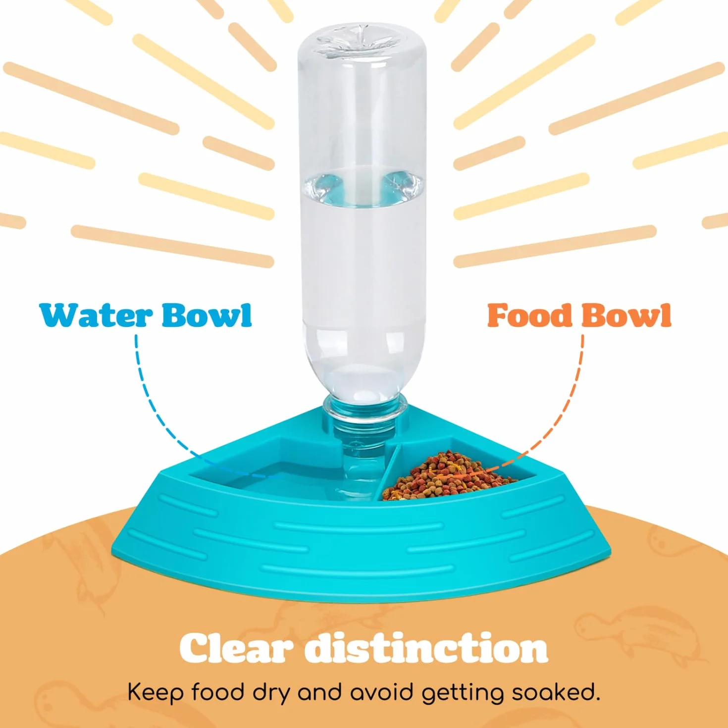 Nobleza Distributeur d'eau pour Reptile Abreuvoir Tortue Mangeoire 2 en 1 Anti Débordement Plastique Bleu Taille S