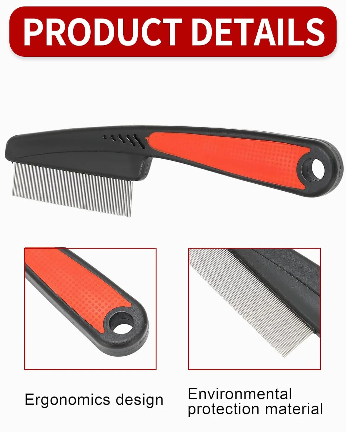 Peignes anti-puces professionnels pour chiens et chats - Lot de 2 - Acier inoxydable - Dents grossières et fines