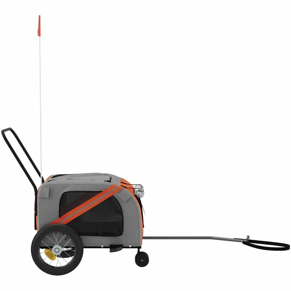 vidaXL Remorque de Vélo pour Animaux de Compagnie, Chariot pour Chien avec Drapeau, Orange et Noir
