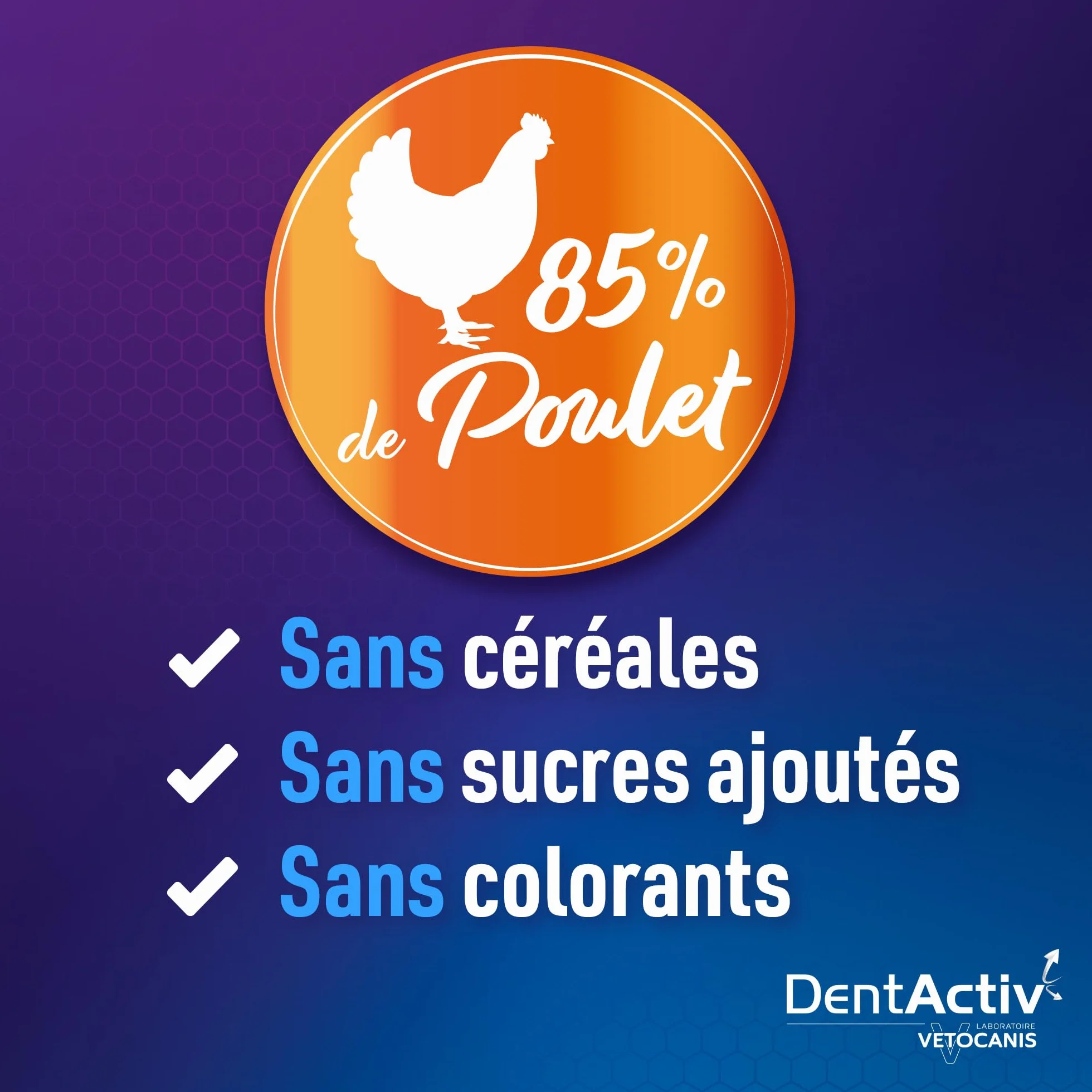 Vetocanis Dentactiv Stick Dentaire Friandises Chat Hygiène Santé 85% Poulet Anti-Plaque