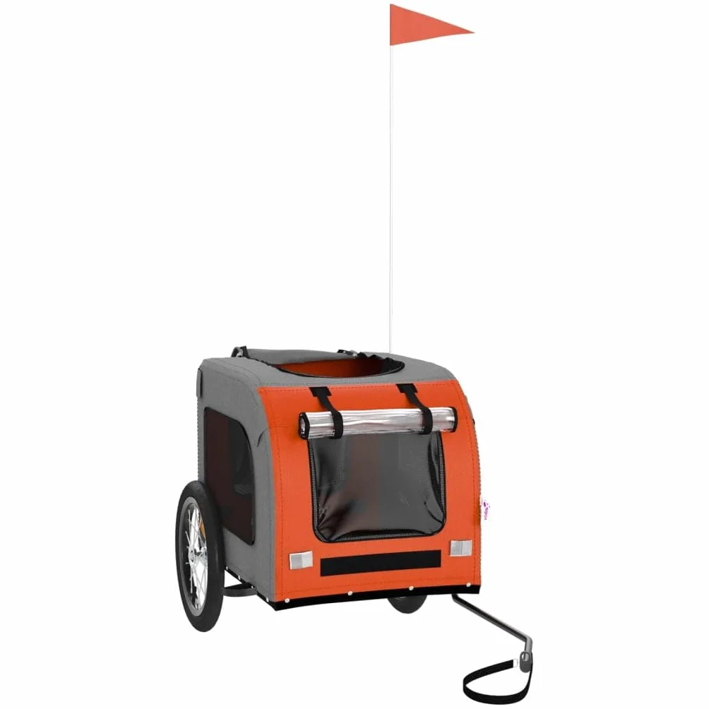 Remorque de Vélo pour Chien, Chariot Transport pour Animaux de Compagnie Orange et Gris 125x64x66 cm
