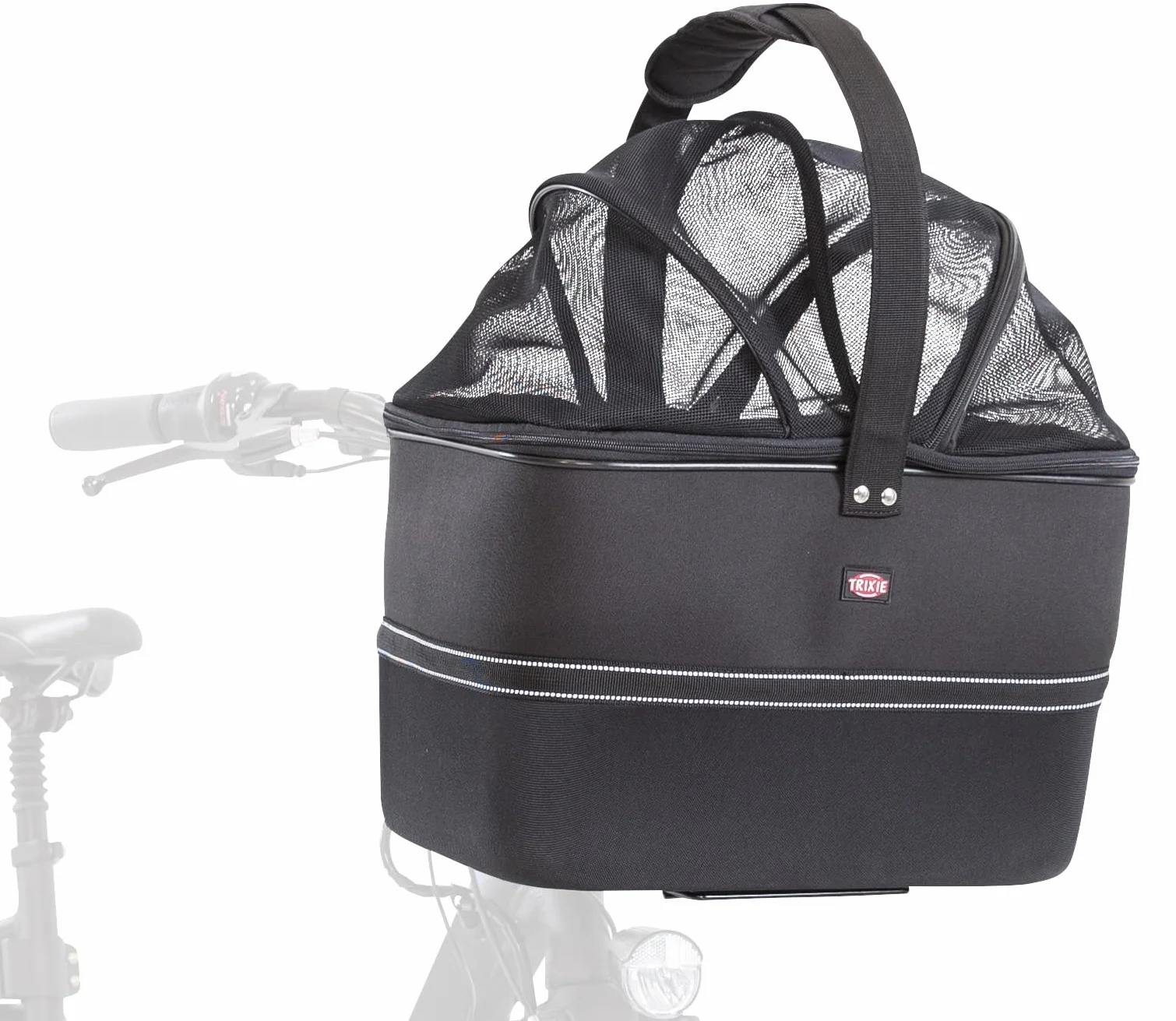 TRIXIE panier vélo frontal pour chien 6 kg 41 × 47 × 29 cm avec couvercle grillagé et housse de pluie