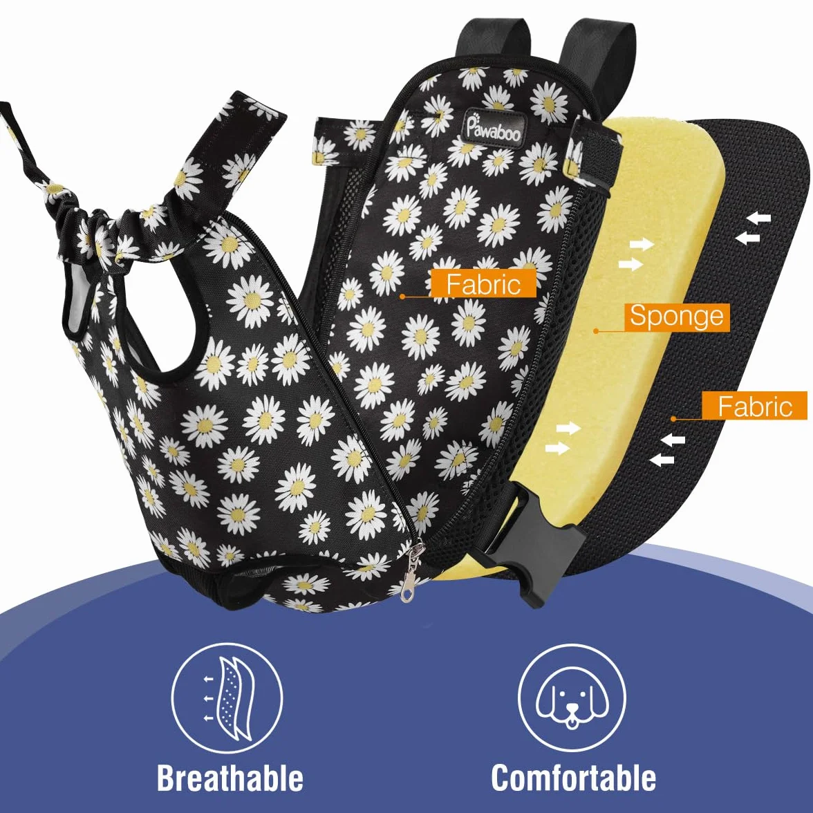 Sac de Transport de Voyage pour Petit Chien Chiot Chat, Extra Large, Noir Marguerite