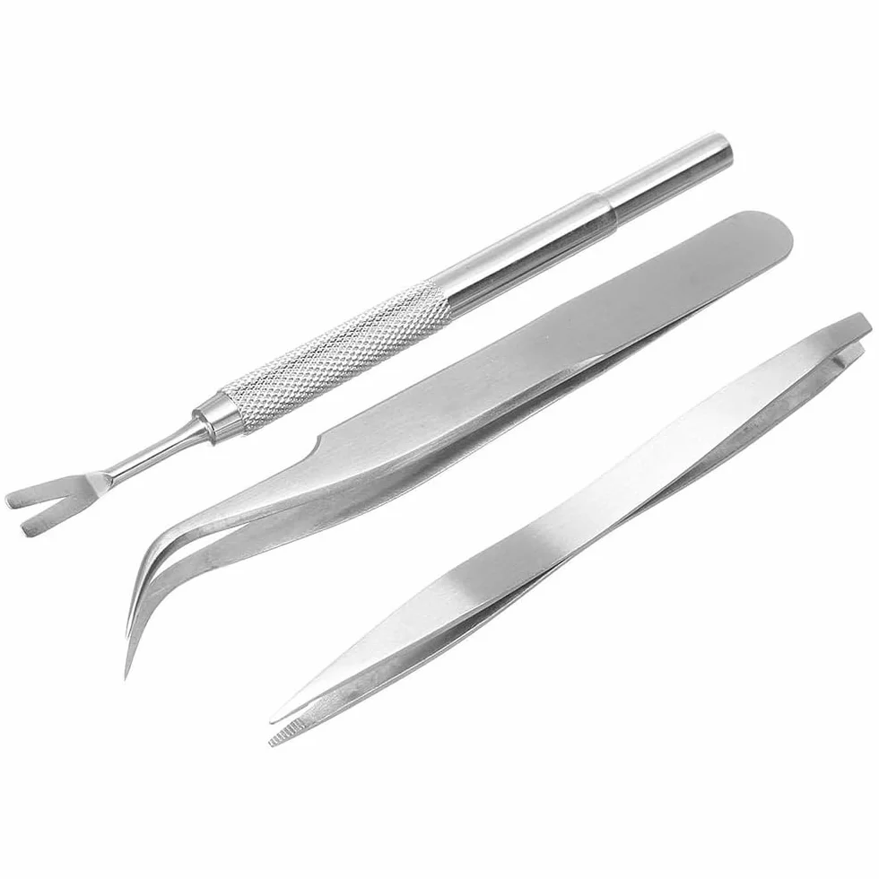 Sarini Ensemble d'outils de Suppression de tiques en Acier Inoxydable de 4 pièces,1 Pince à épiler pour enlever Les tiques， 1 pièce de râteau Tranchant,d'élimination des tiques pour Chiens et Chats
