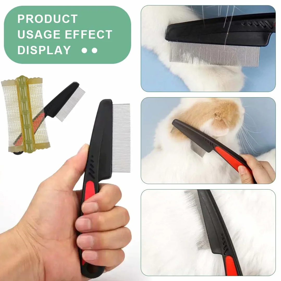 Lot de 3 Peignes anti Puces pour Chiens et Chats Dents Grossières et Fines