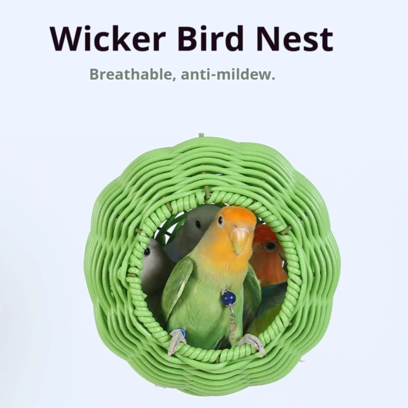Nid d'Oiseau en Rotin Synthétique Fait à la Main Respirant et Lavable pour Cage Volière Jardin Canaris Perruches Perroquets