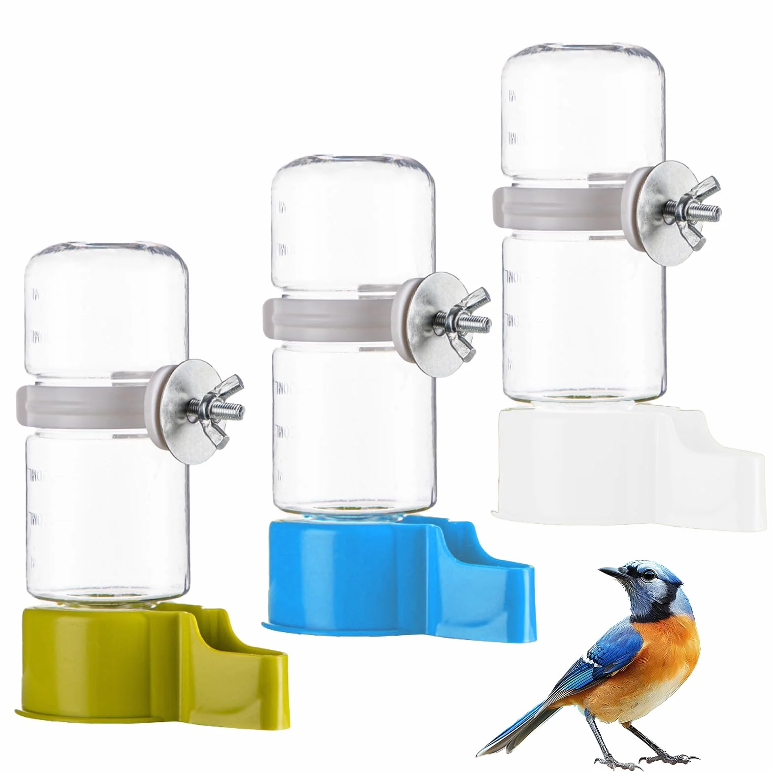 Lot de 3 abreuvoirs pour oiseaux - Distributeur d'eau automatique pour cage - 140 ml