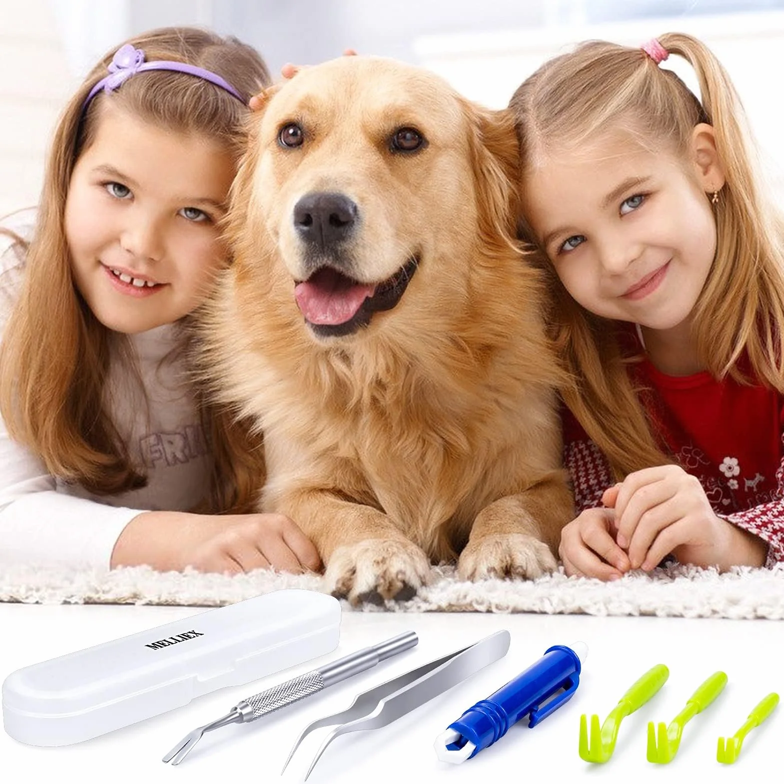 MELLIEX Pince à Tiques en Acier Inoxydable, Tique Remover Stylo Anti-Tique et Crochet pour Chiens, Chats