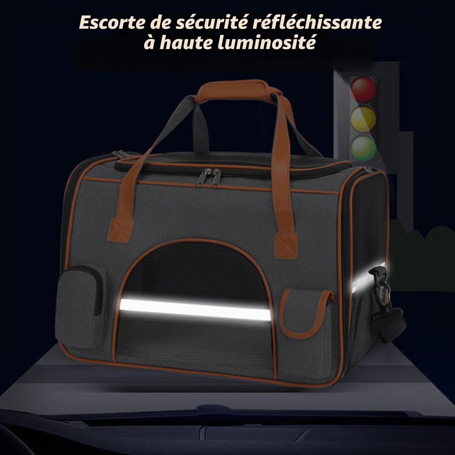 Sac de Transport pour Chat 45x28x25cm Sac à Dos Portable pour Chiens Voyage avec Tapis en Flanelle Gris