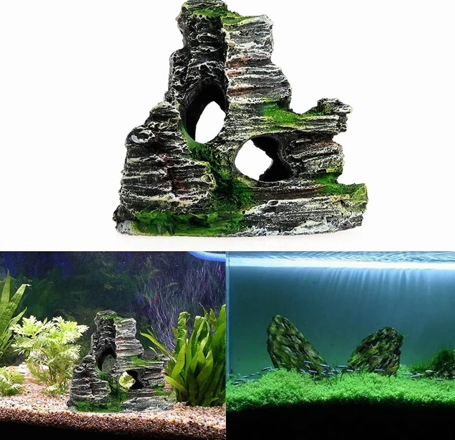 Grotte en résine pour aquarium, décoration de piscine de poisson 11 x 9 x 11 cm