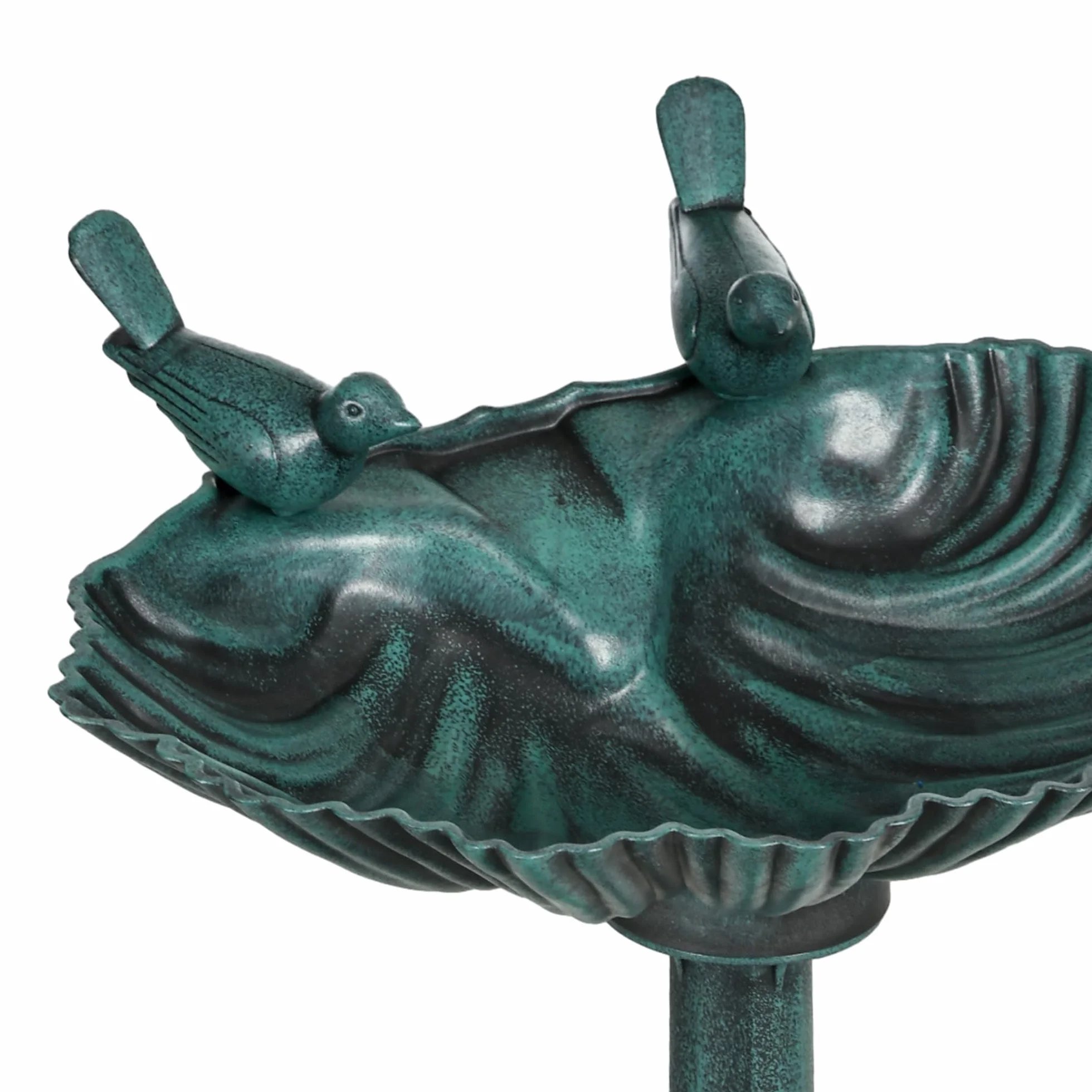 Outsunny Bain d'oiseaux Antique 81 cm avec Base de jardinière, Mangeoire, Bassin sur Pied, Style Vintage, Bronze Vert