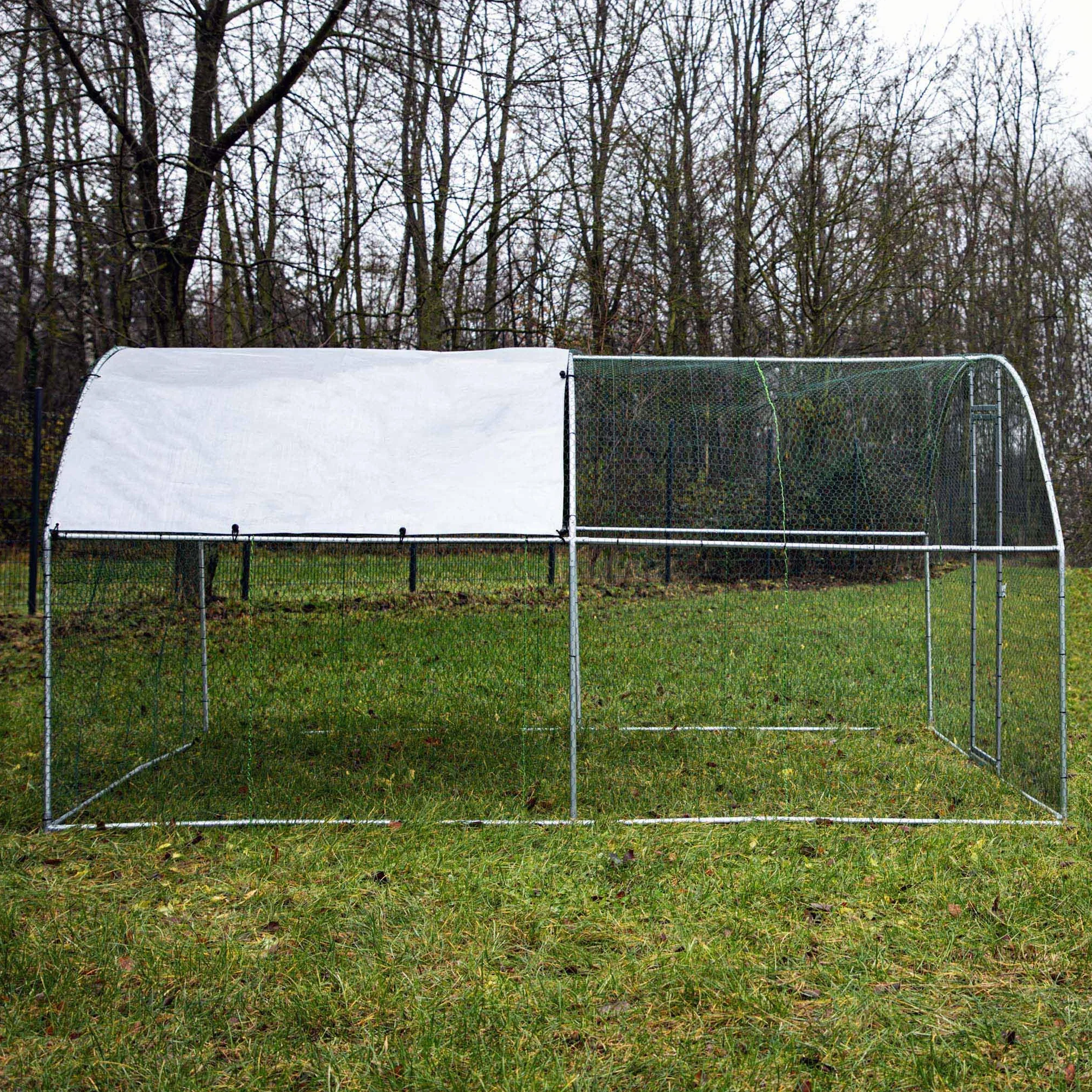 Parc enclos XXL pour Petits Animaux 4 x 3 x 2 m Acier Clôture verrouillable Toit grillagé Bâche