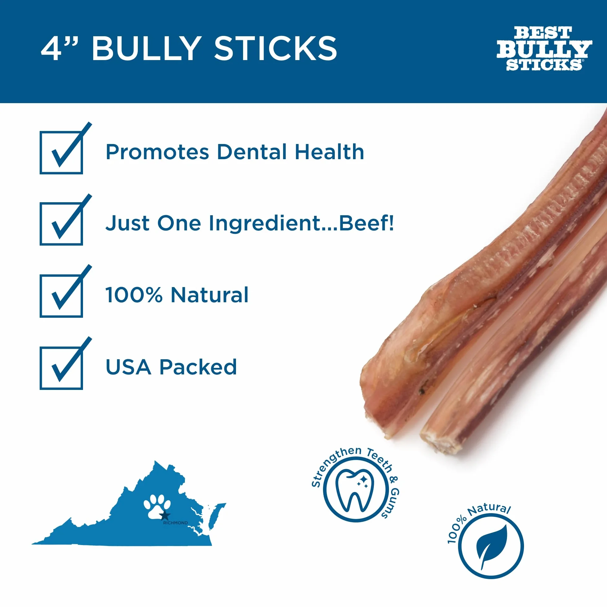 Best Bully Sticks 100% naturel 10,2 cm 200 g