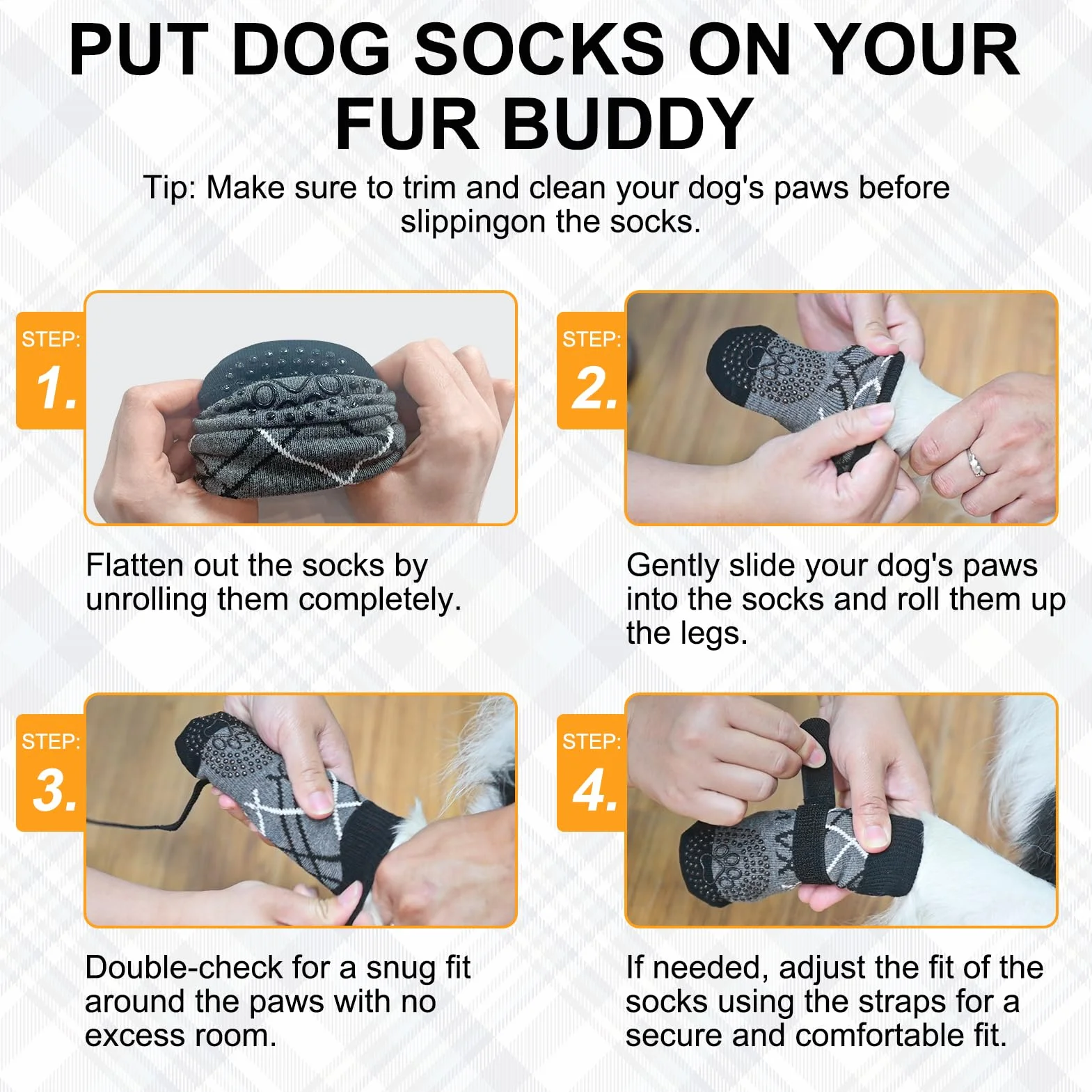 BEAUTYZOO Lot de 6 paires de chaussettes pour chien antidérapantes pour sols en bois dur