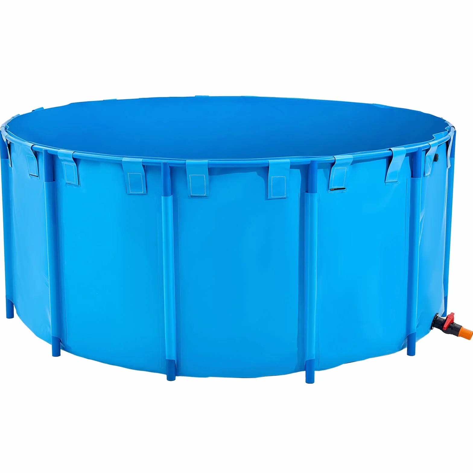 VEVOR Bassin à Poissons Hors Sol, Capacité 4550 L, Étang à Poissons en Toile PVC, avec Cadre Stable en Plastique et Vanne de Vidange, pour Aquaculture, Élevage de Poissons Rouges, Carpes, Koïs, Bleu