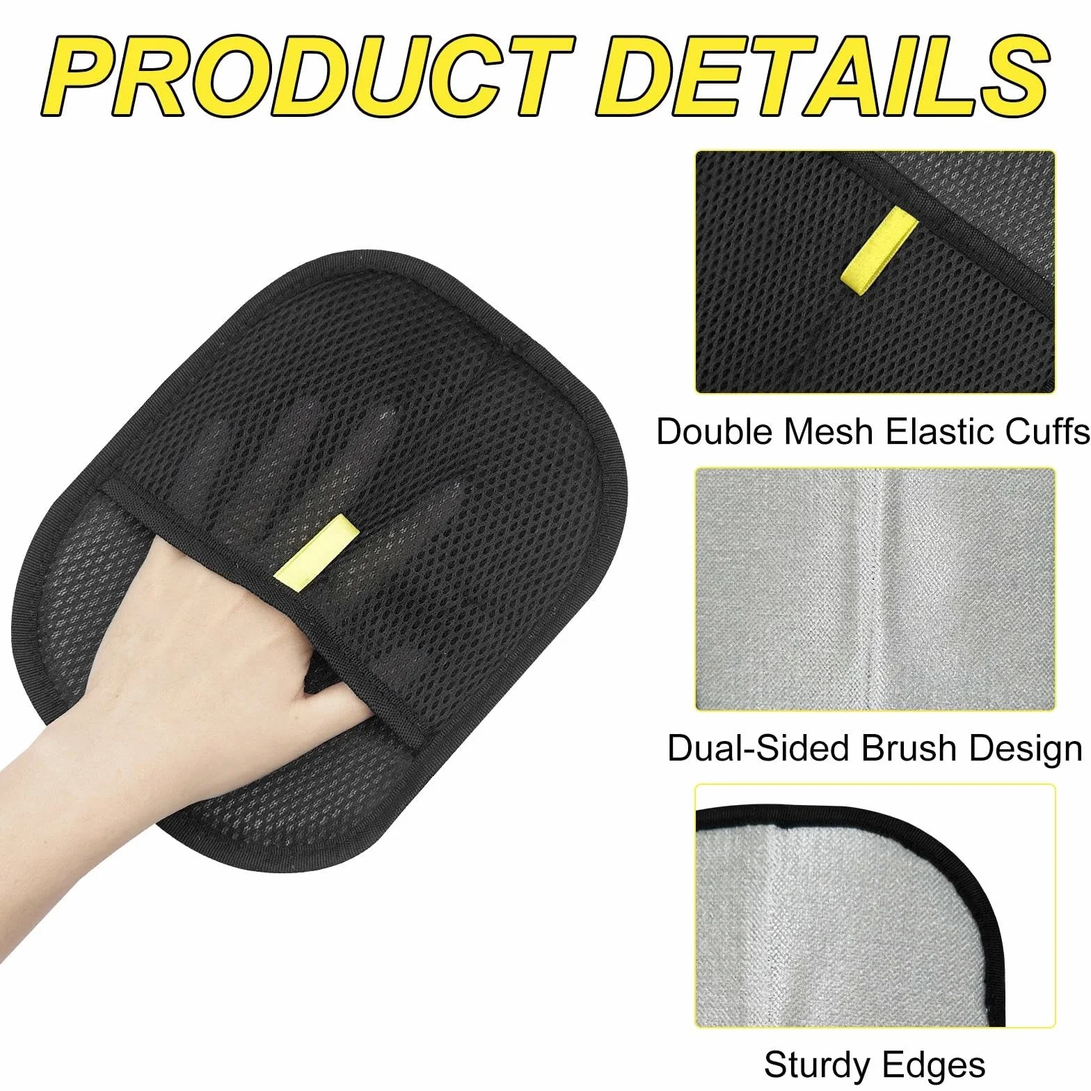 Gant Anti Poils Animaux 3 Pièces, Gants d'épilation Pet Hair Remover Glove, Brosse Poils d'animaux Réutilisable pour Chien Chat