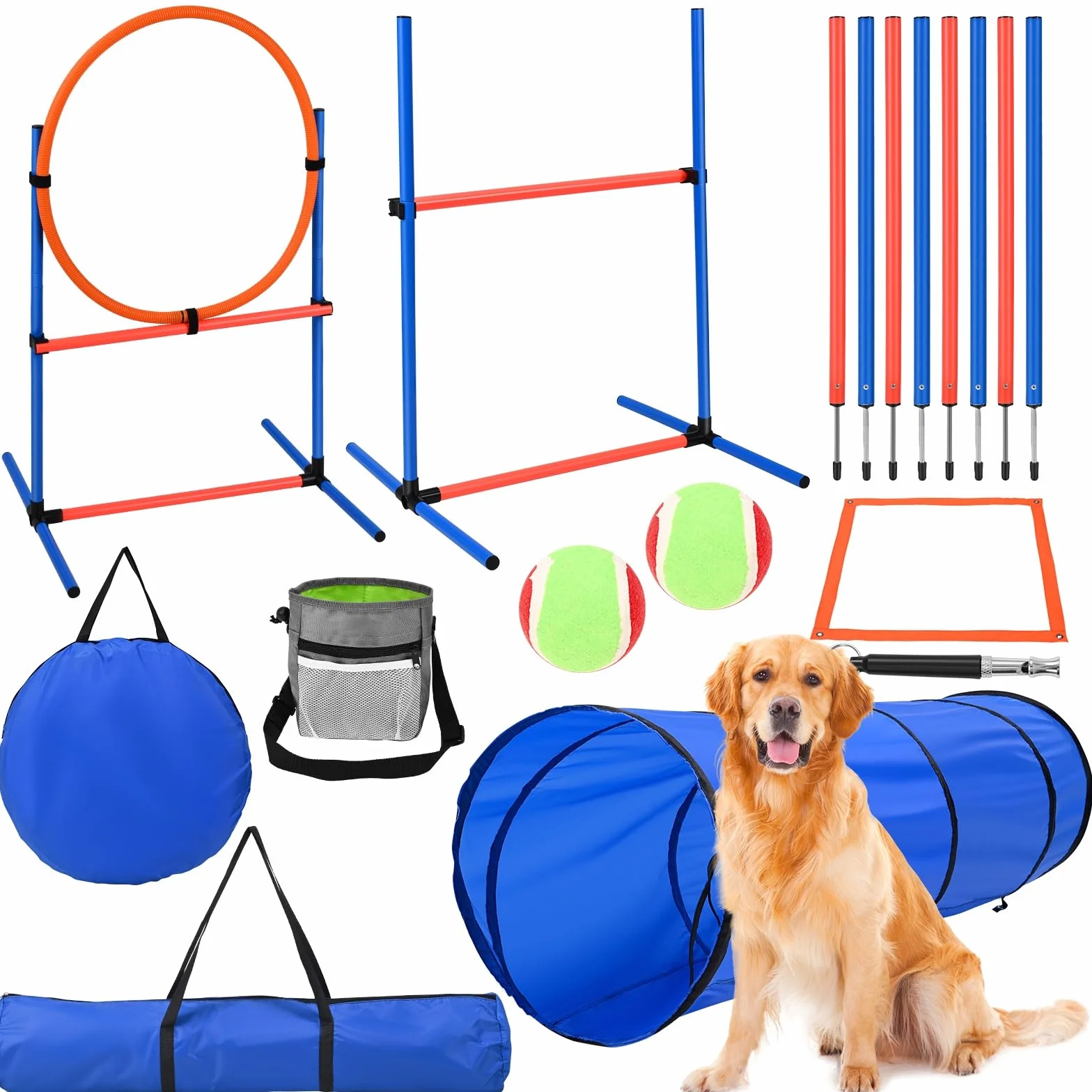 Agility Chien équipement Obstacles Entrainement kit 70 pièces Tunnel Anneau Saut
