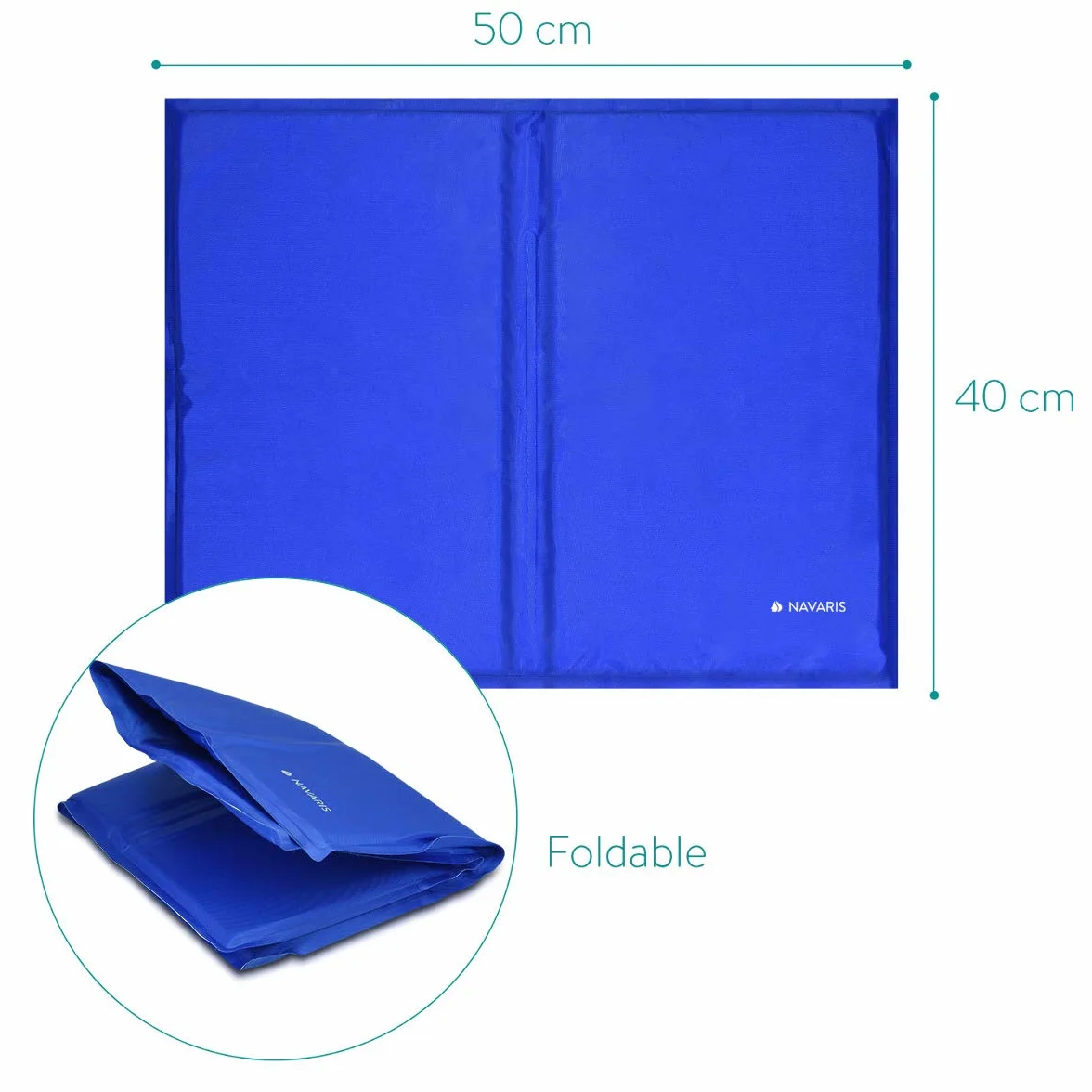 Navaris Tapis rafraîchissant Chien et Chat - Coussin 40x50 cm contrôle température Corps - Matelas Bleu foncé Refroidissement Chien Petit ou Moyen