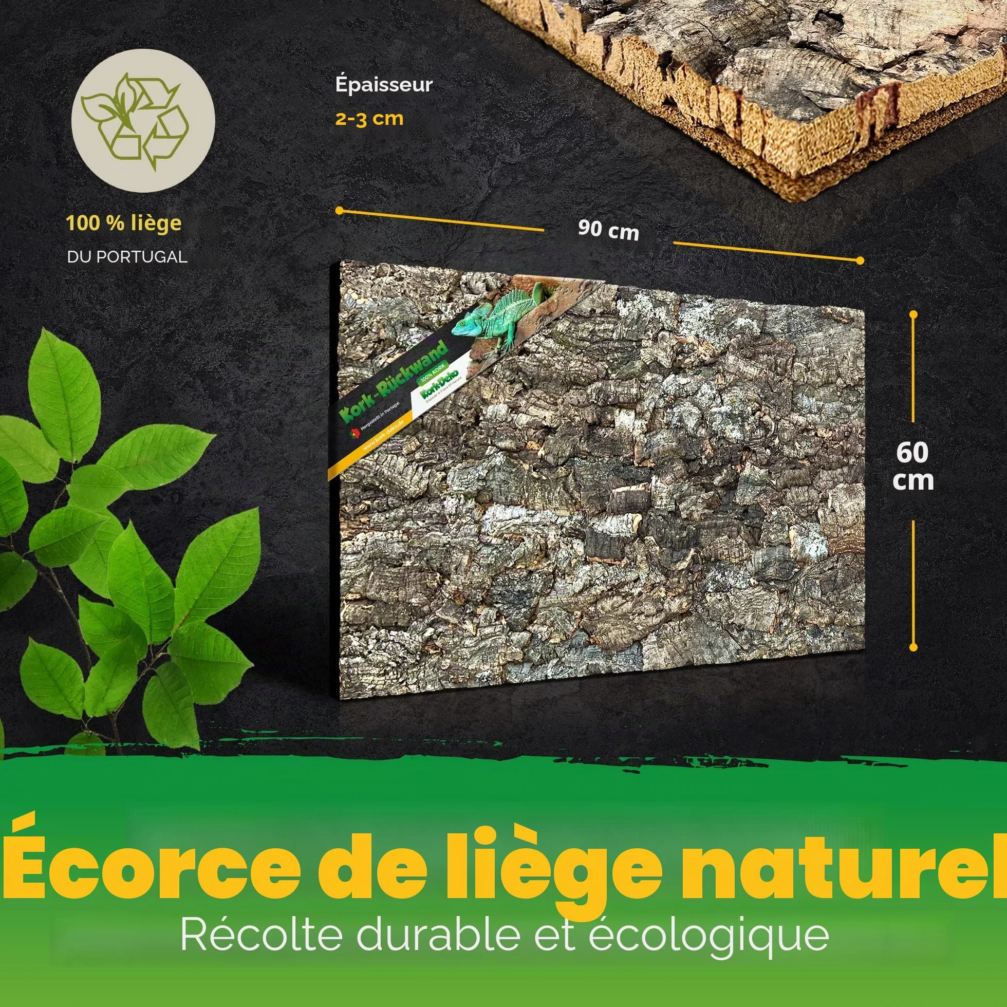 Paroi arrière XL en liège 3D pour Terrarium 90 x 60 cm