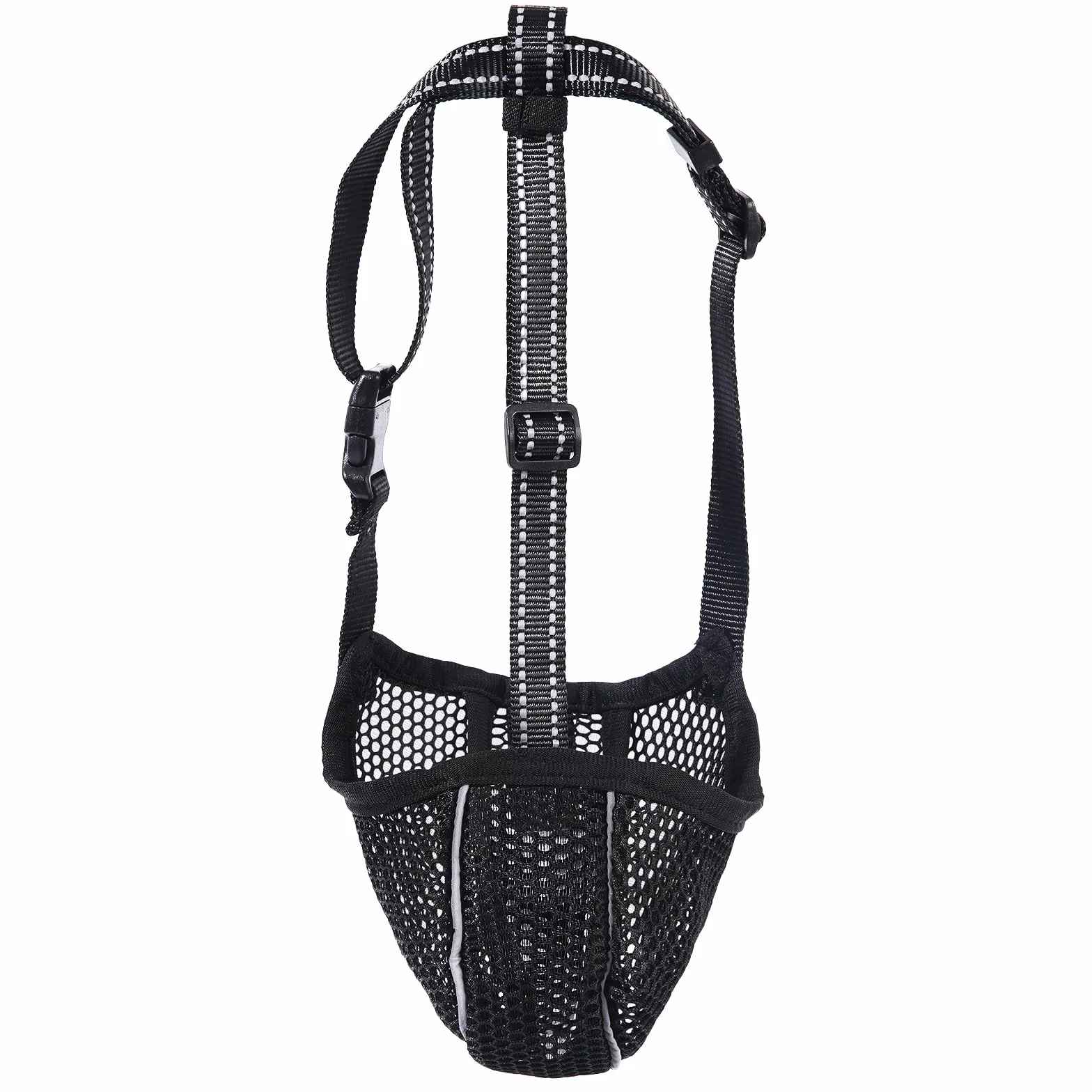 Muselière pour Chien Empêche de Mâcher/Manger/Mordre - Couvre Muselière Respirante, Réfléchissante et Ajustable - Anti Morsure (Noir-L)