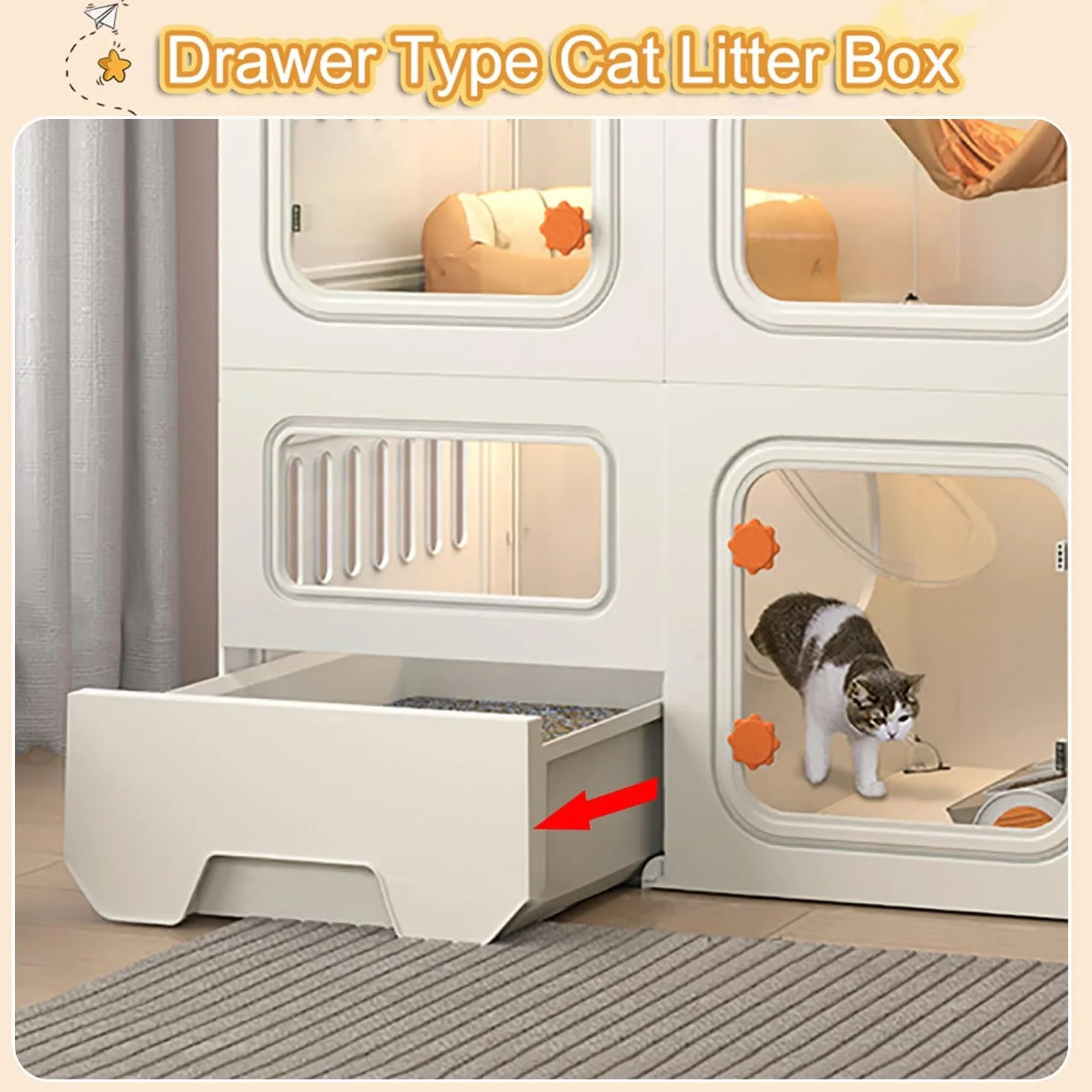 Cage pour Chat avec Portes Maisons d'intérieur Parc avec bac à litière Forte capacité Charge Facile Nettoyer Installer Paquet 2 Taille B-71x4