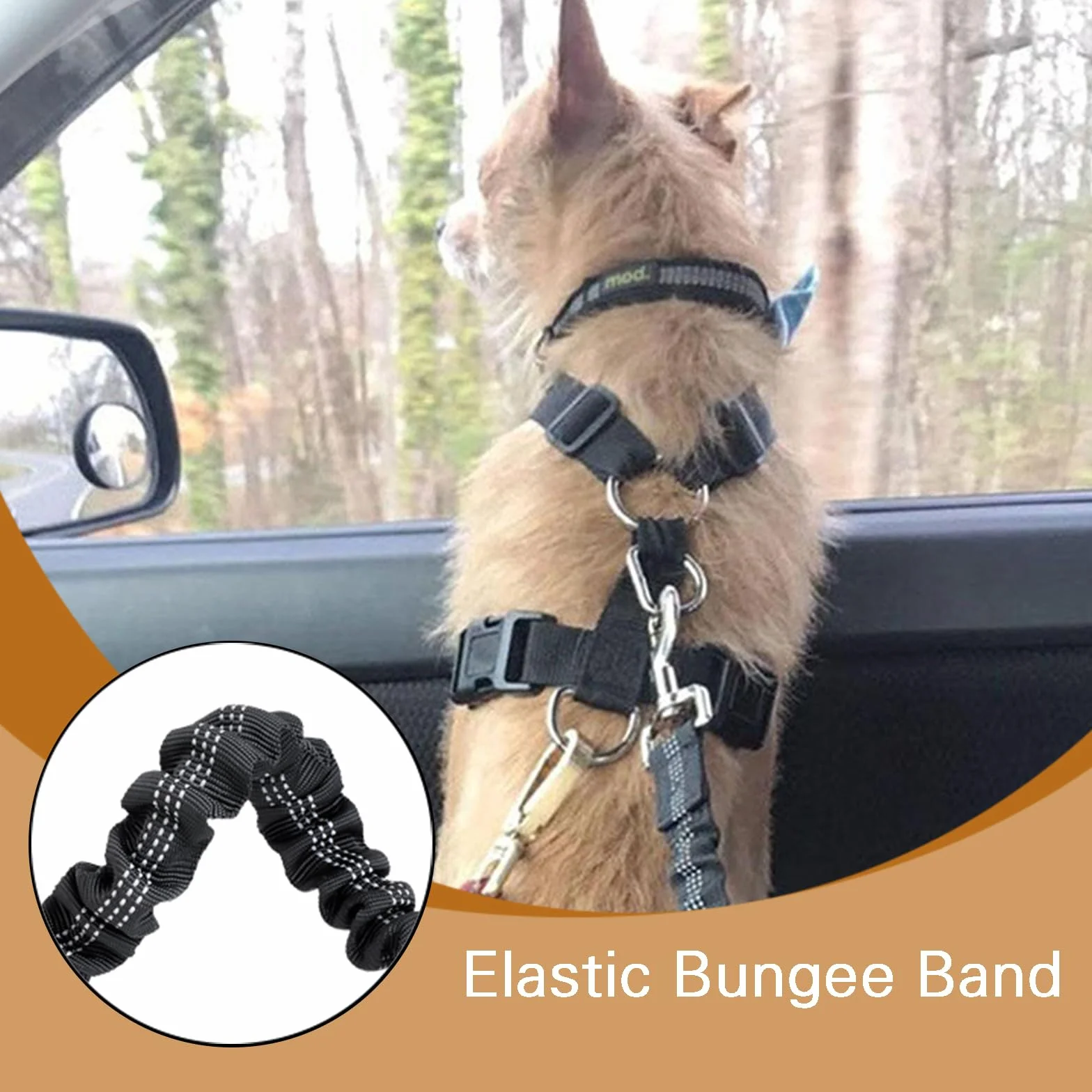 Lot de 2 Voiture Ceinture Chien Voiture, Harnais Voiture pour Chiens en Nylon Elastique, Laisse Chien Voiture Réglable avec Absorption, pour Tout Type de Voiture, pour Tous Les Chiens