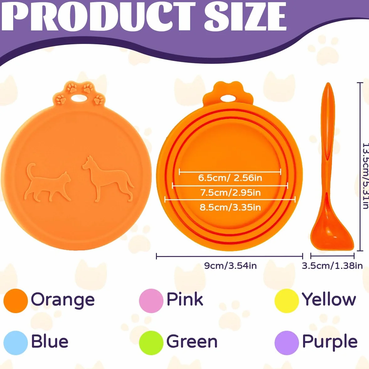 Lot De 6 Couvercles De Boîte De Nourriture pour Chat avec 6 Cuillères en Silicone 70g 85g 200g 400g