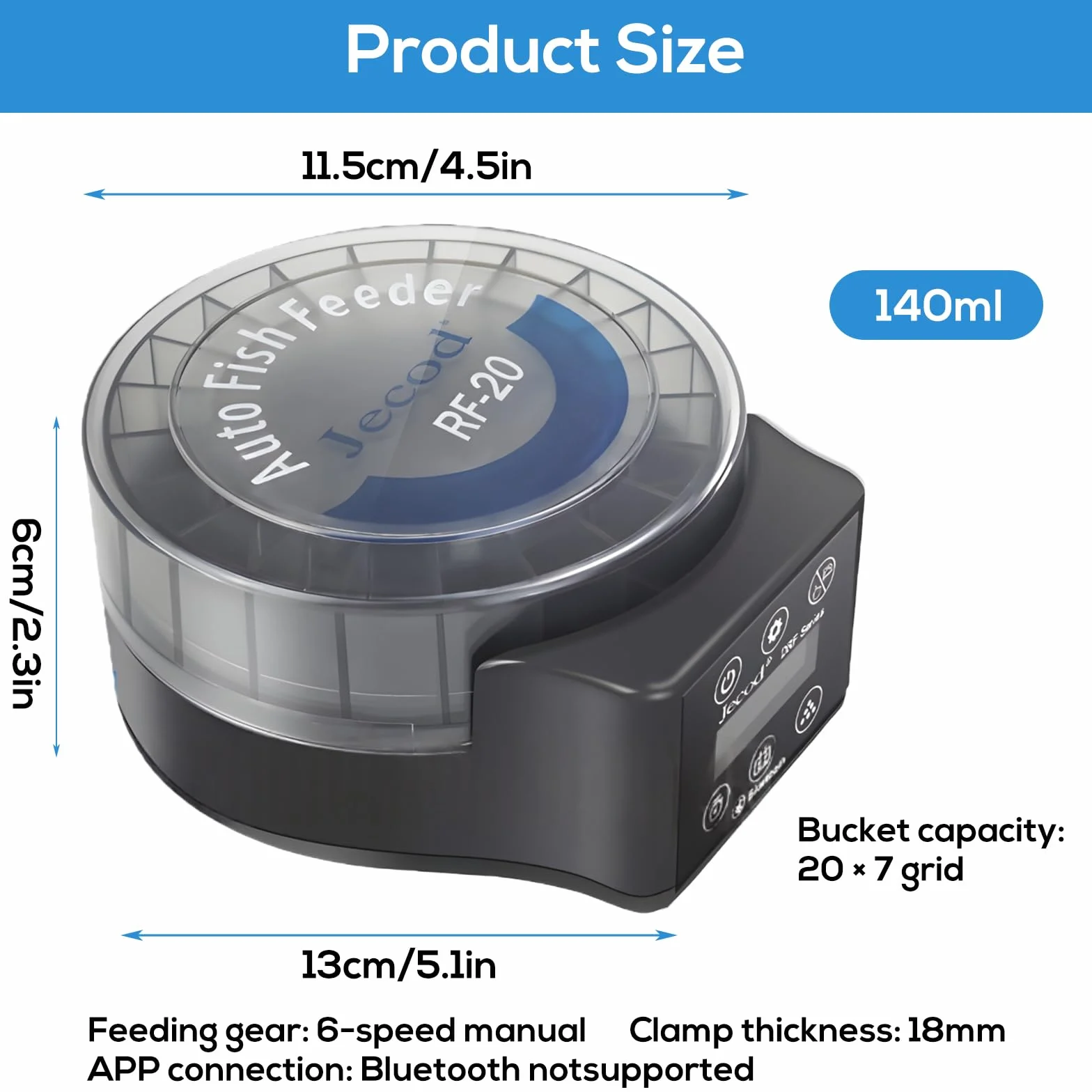 Distributeur automatique de nourriture pour aquarium 140 ml avec minuterie