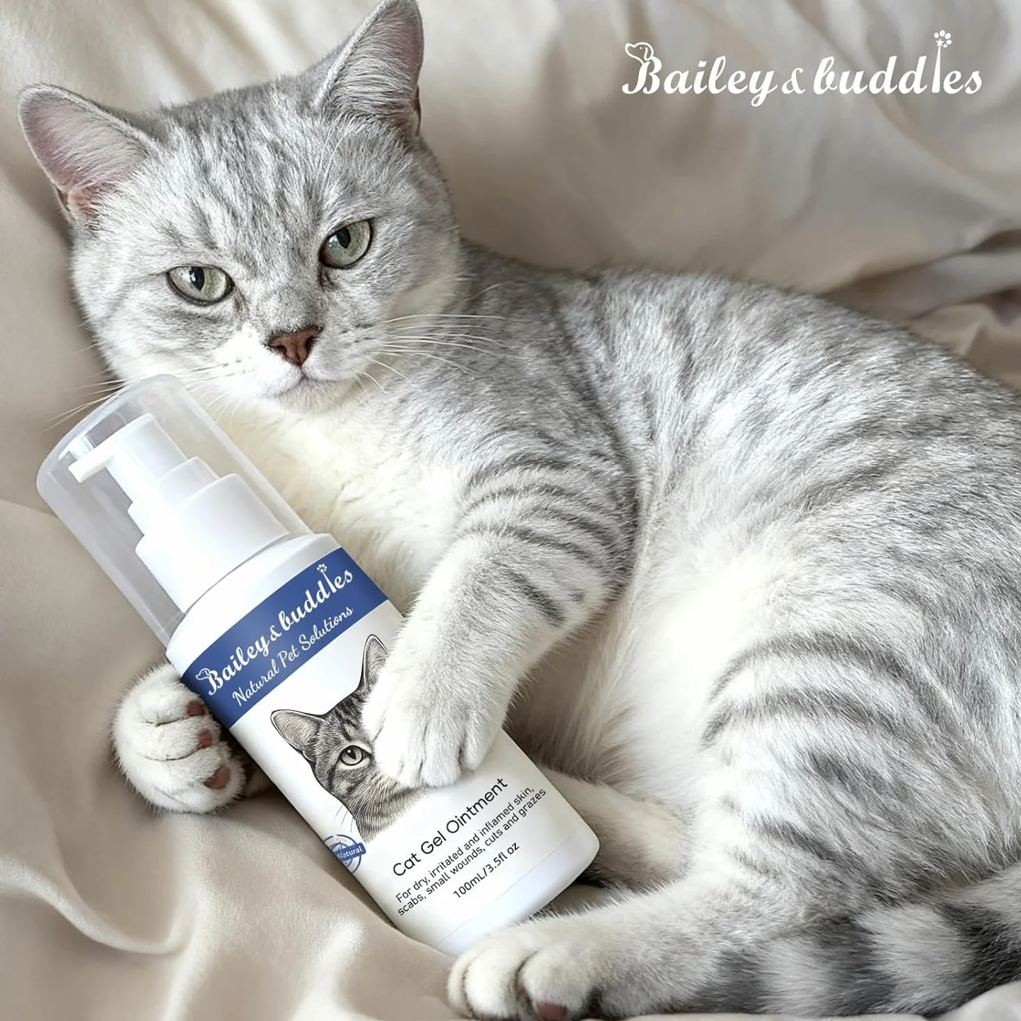 Bailey & buddies Pommade Naturelle pour la Peau de Chat, soulage Peau sèche, démangeaisons, Points Chauds, eczéma et Allergies