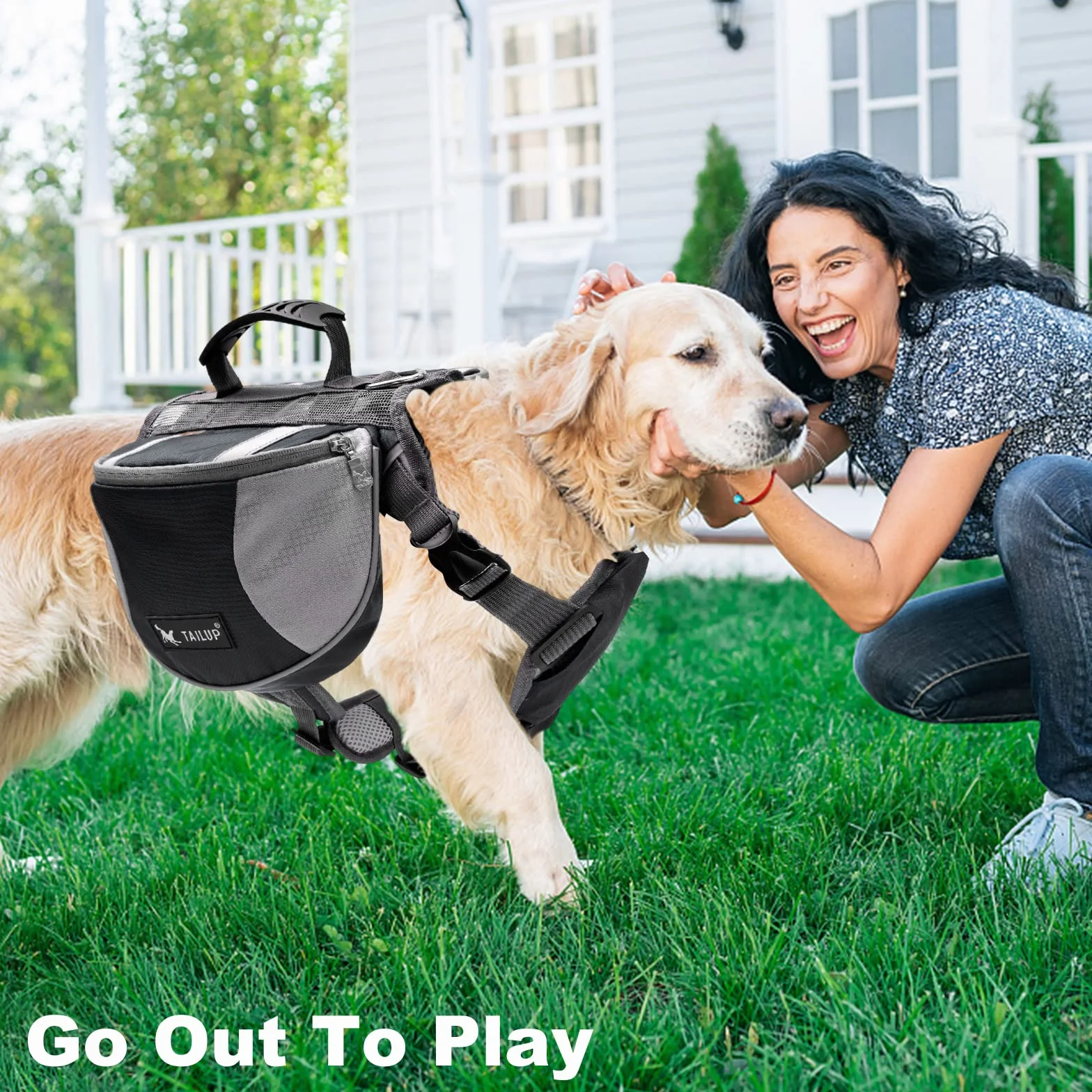 PETCUTE Sac à Dos pour Chien Grandes Poches Respirant Harnais Réfléchissant Moyens Grands