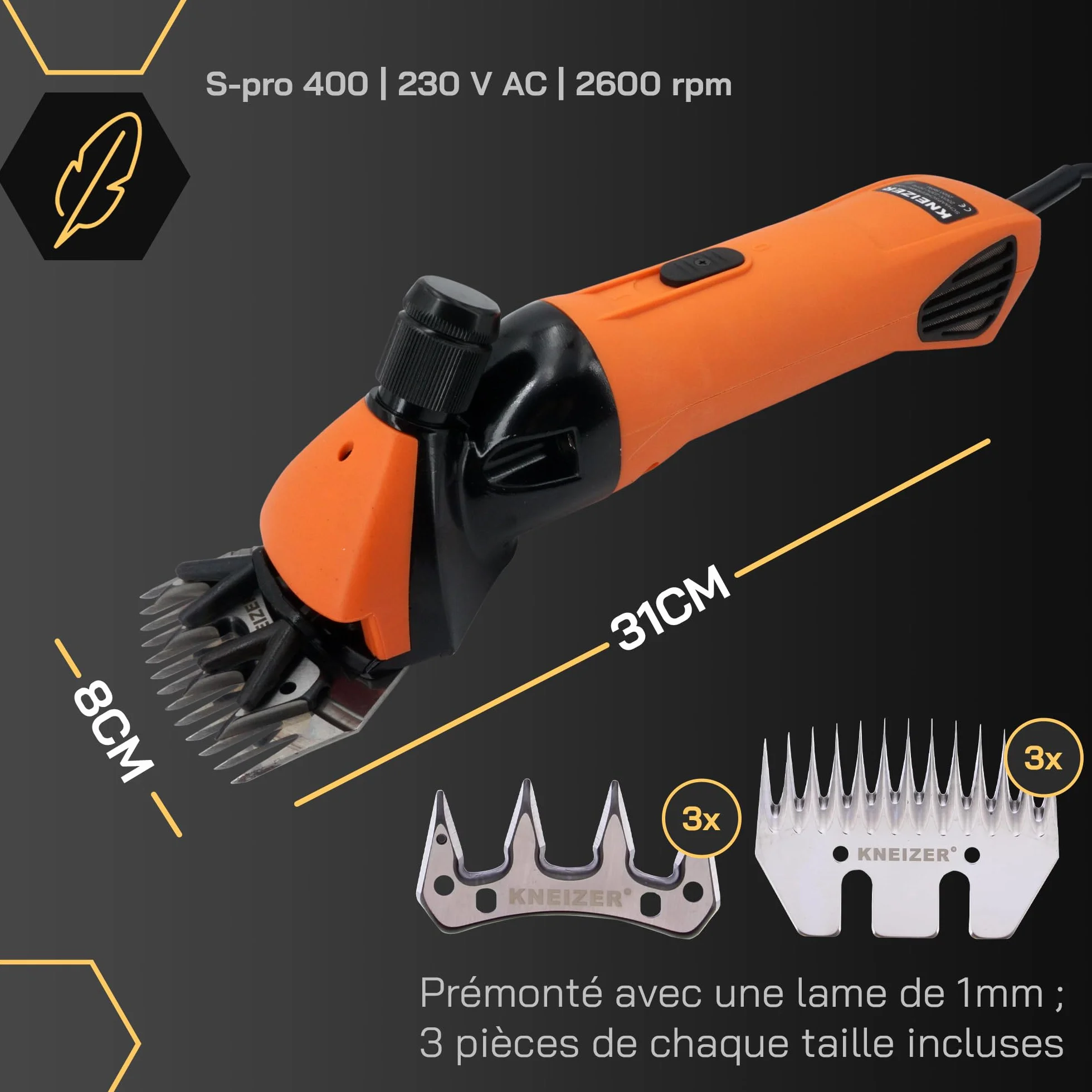 KNEIZER Tondeuse Électrique pour Moutons Kit Complet Lames Remplaçables Moteur Puissant