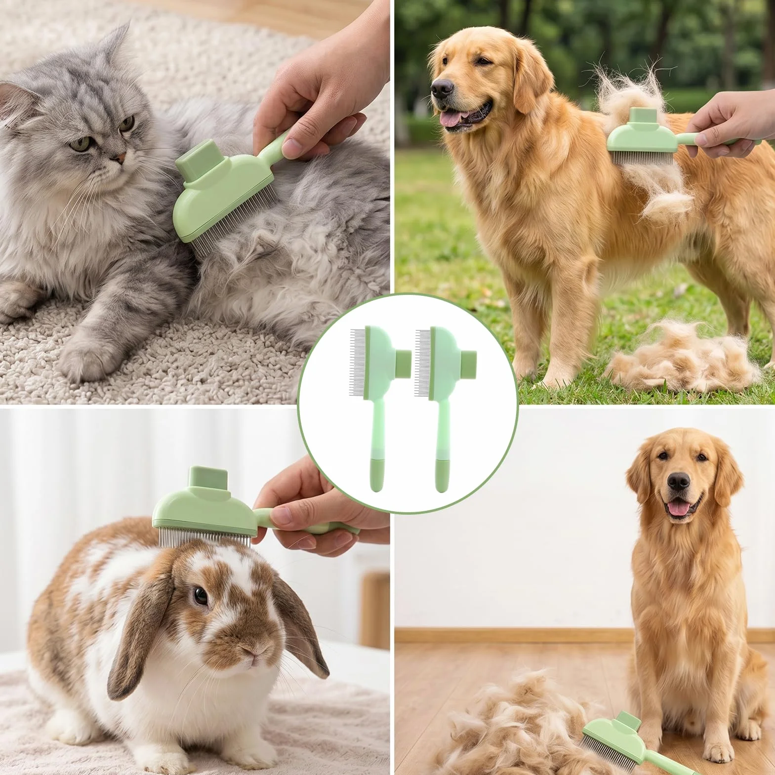 Brosse pour Chat Métal Dents Arrondies Peigne Anti Puces Toilettage Poil Court