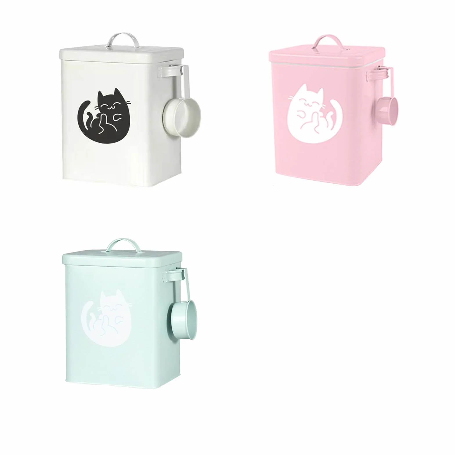 Récipient de rangement pour nourriture pour chien et chat de 6 L, conteneurs alimentaires mignons pour animaux de compagnie avec couvercles, bol de nourriture pour chat en métal hermétique, récipient