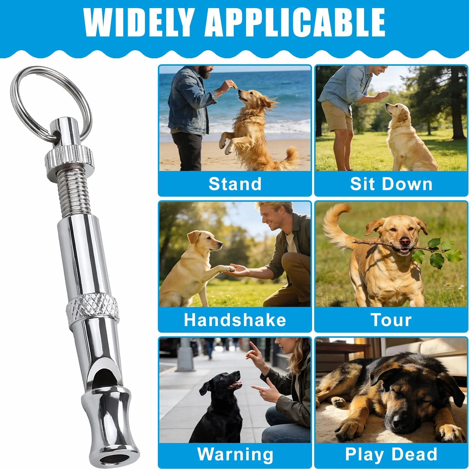 Sifflet Ultrason Chien, Sifflet Rappel à Fréquence Réglable, Accessoires Dressage Haute Fréquence avec Lanière