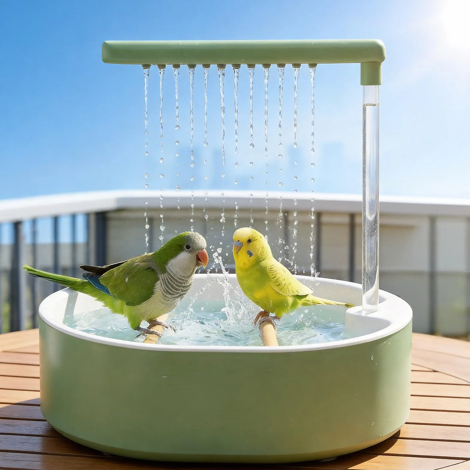 Bain d'oiseaux Automatique avec Eau en Circulation pour Perroquets Perruches Aras