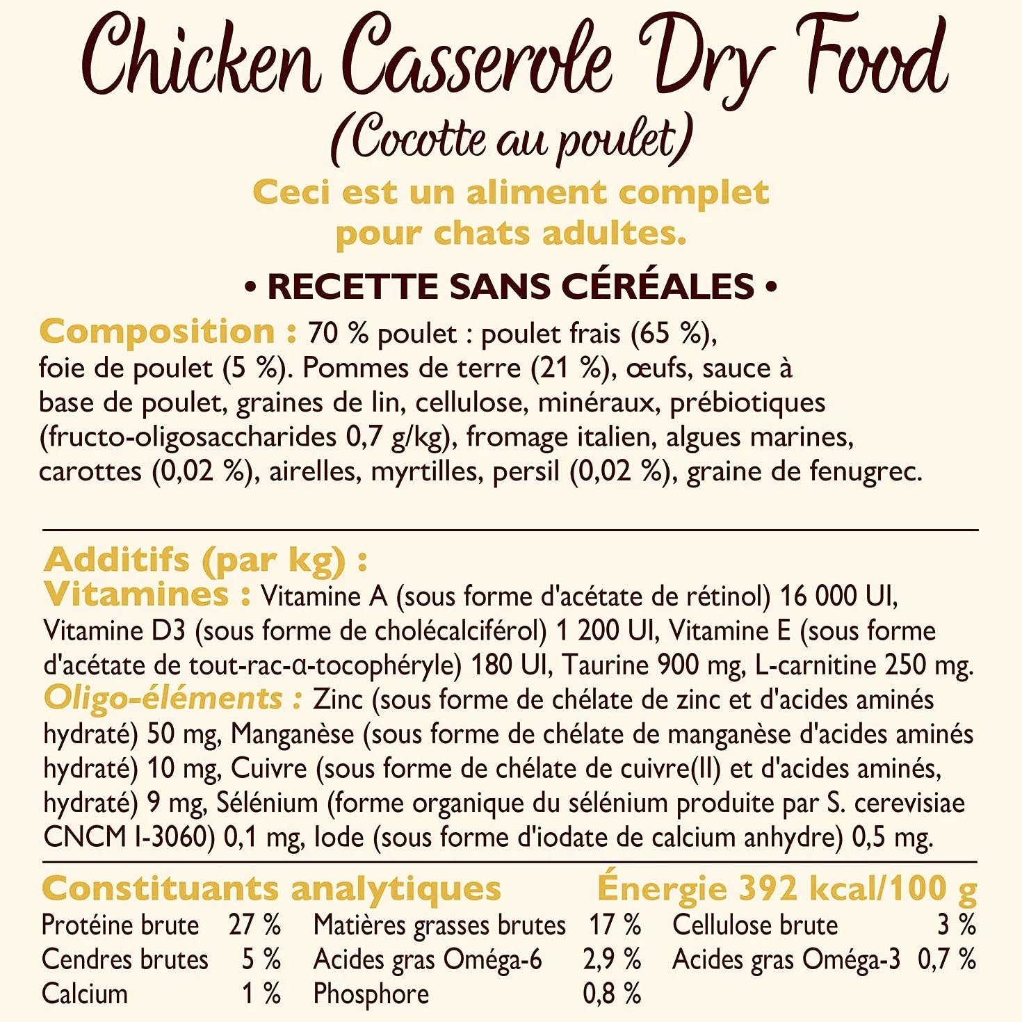 Lily’s Kitchen Nourriture sèche pour chats adultes Poulet et légumes sans céréales 2 kg