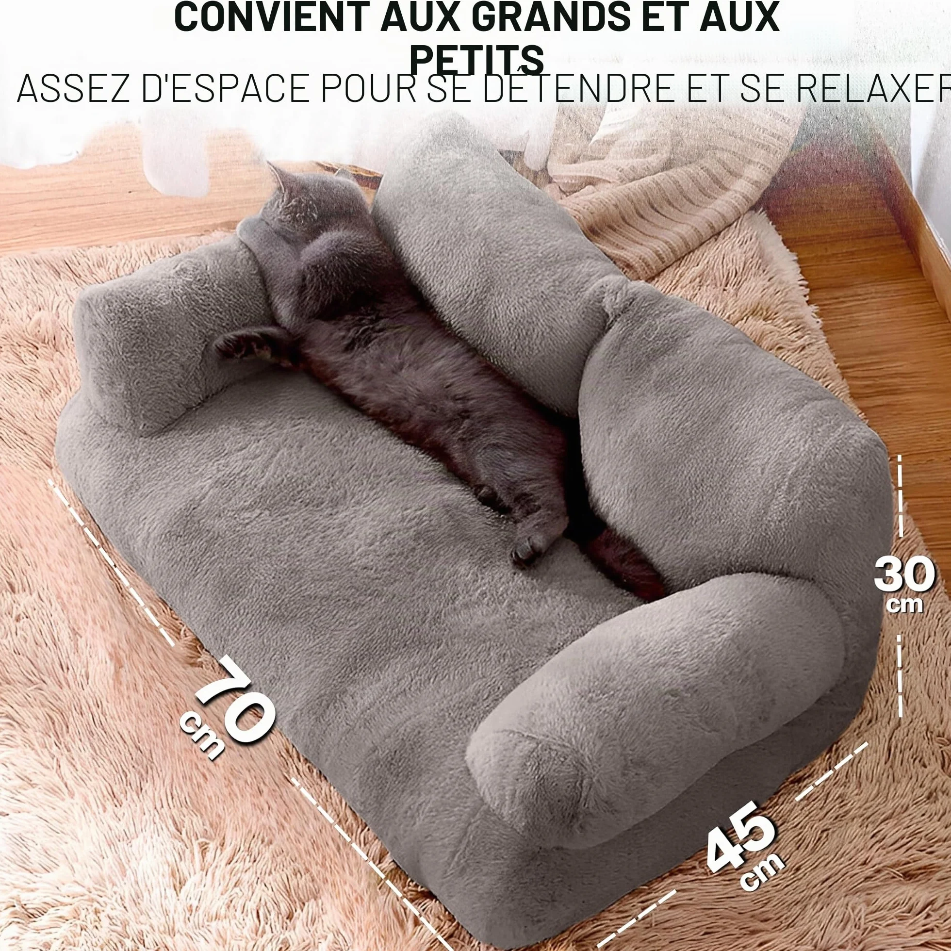 Canapé pour chat Simba 70x48cm Lit pour chat chien Housse amovible